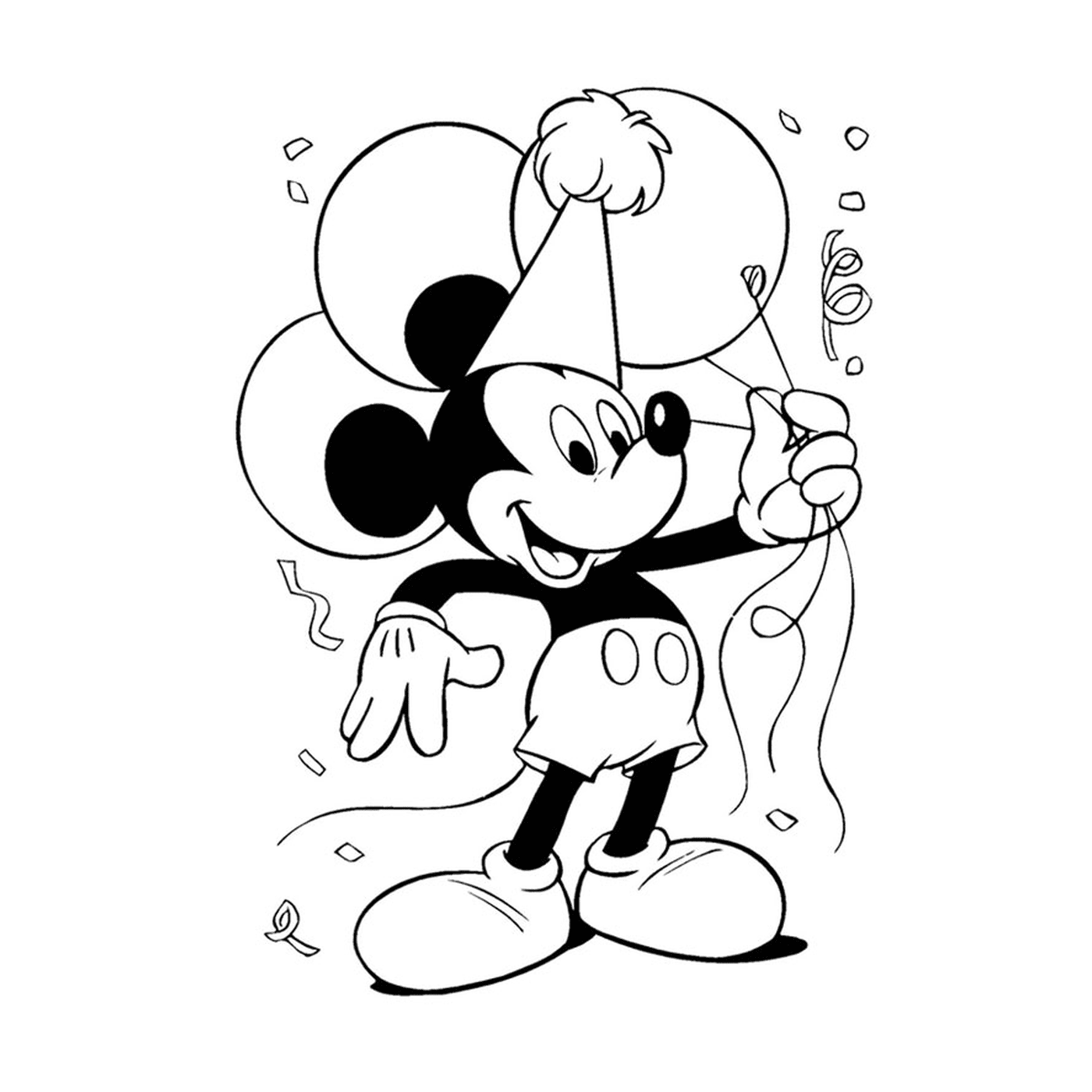  Mickey Mouse sosteniendo globos 