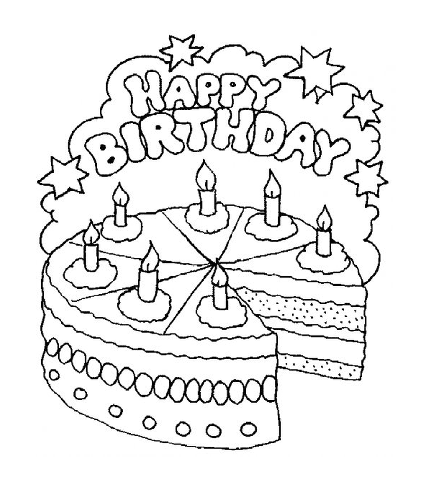  Un pastel de cumpleaños con seis velas 