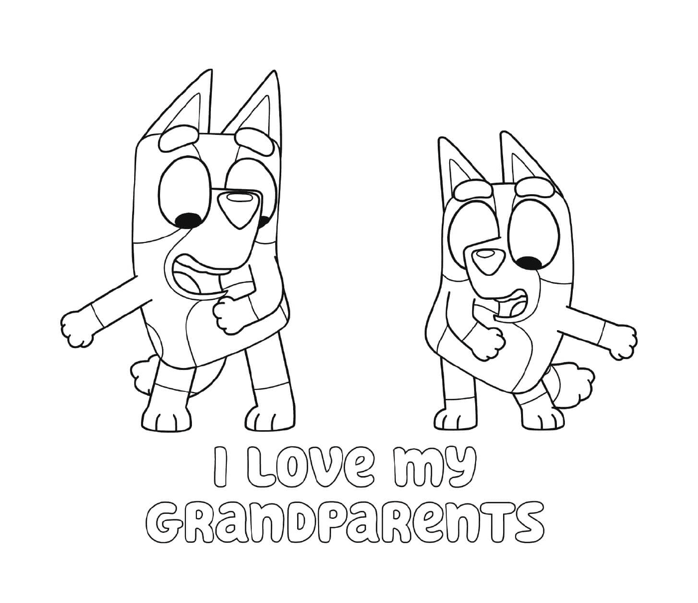  Two cartoon-style dogs with legend I love my grandparents 