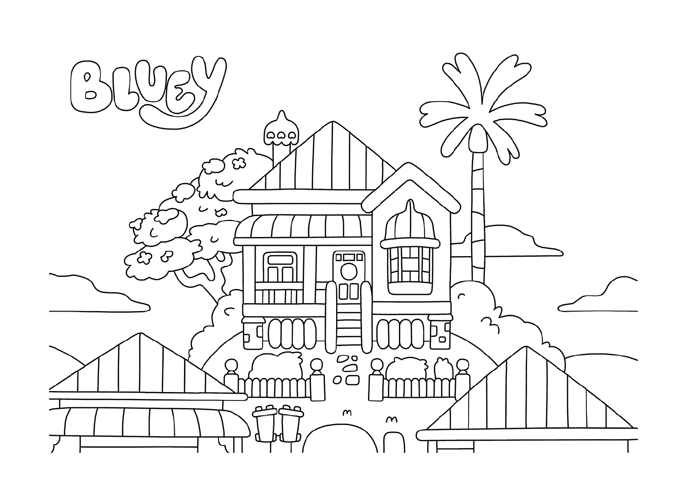  Una casa con una palma sullo sfondo 