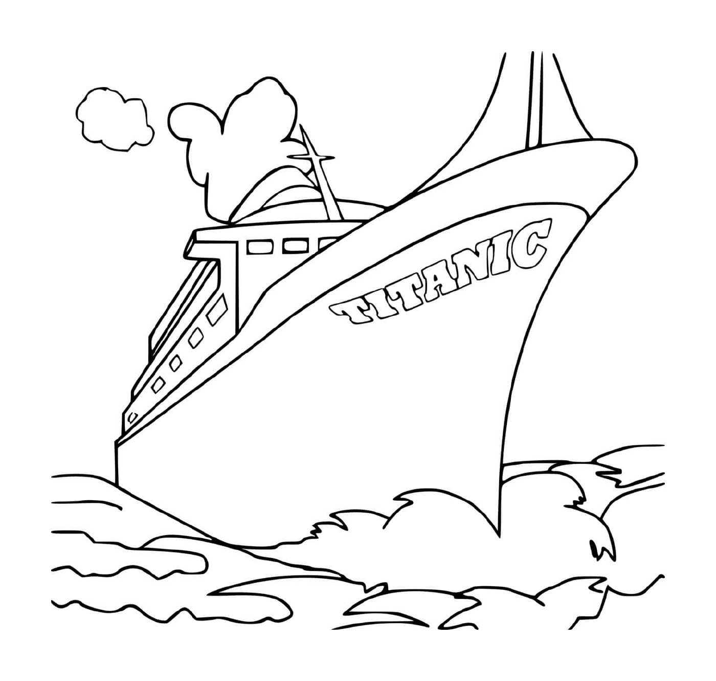  Ein Boot mit dem Wort Titanic schreibt auf der Seite 