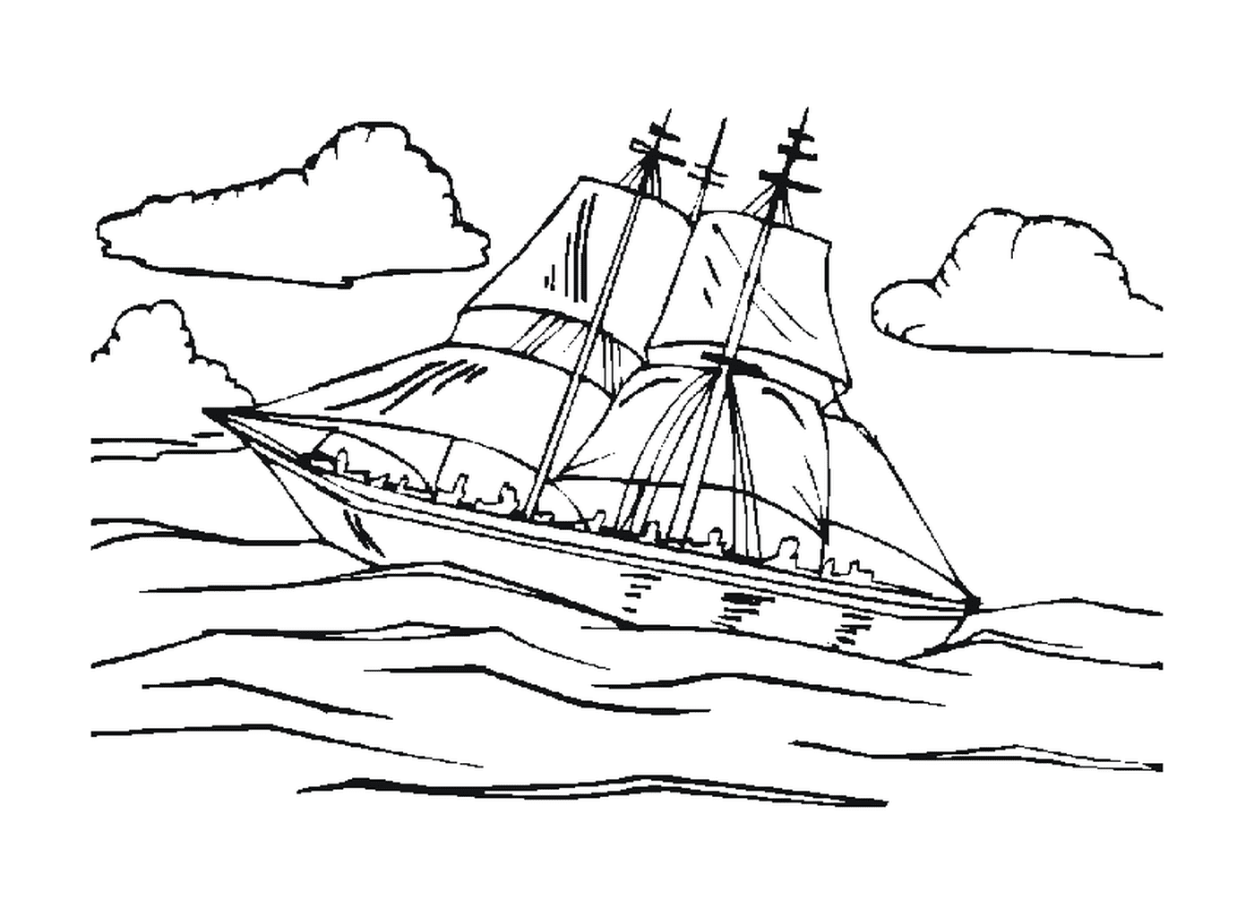  Корабль в море 