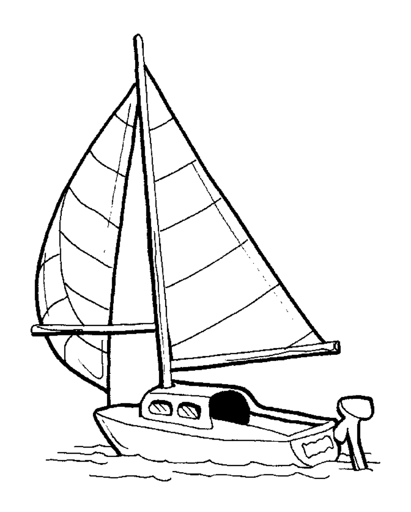  Kleines Segelboot in einer Zeichnung gezeigt 