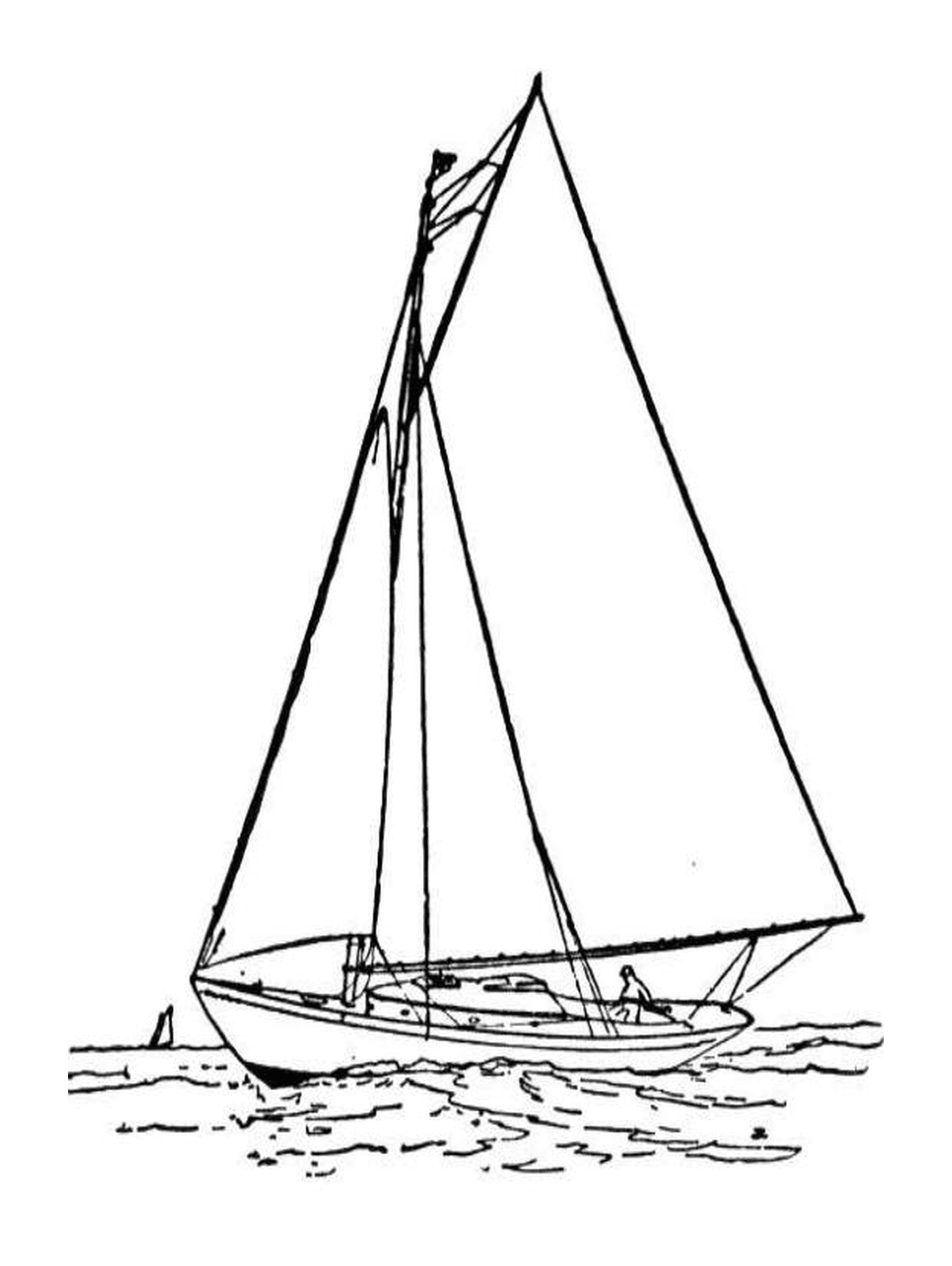  Ein Segelboot wird in einer Zeichnung gezeigt 