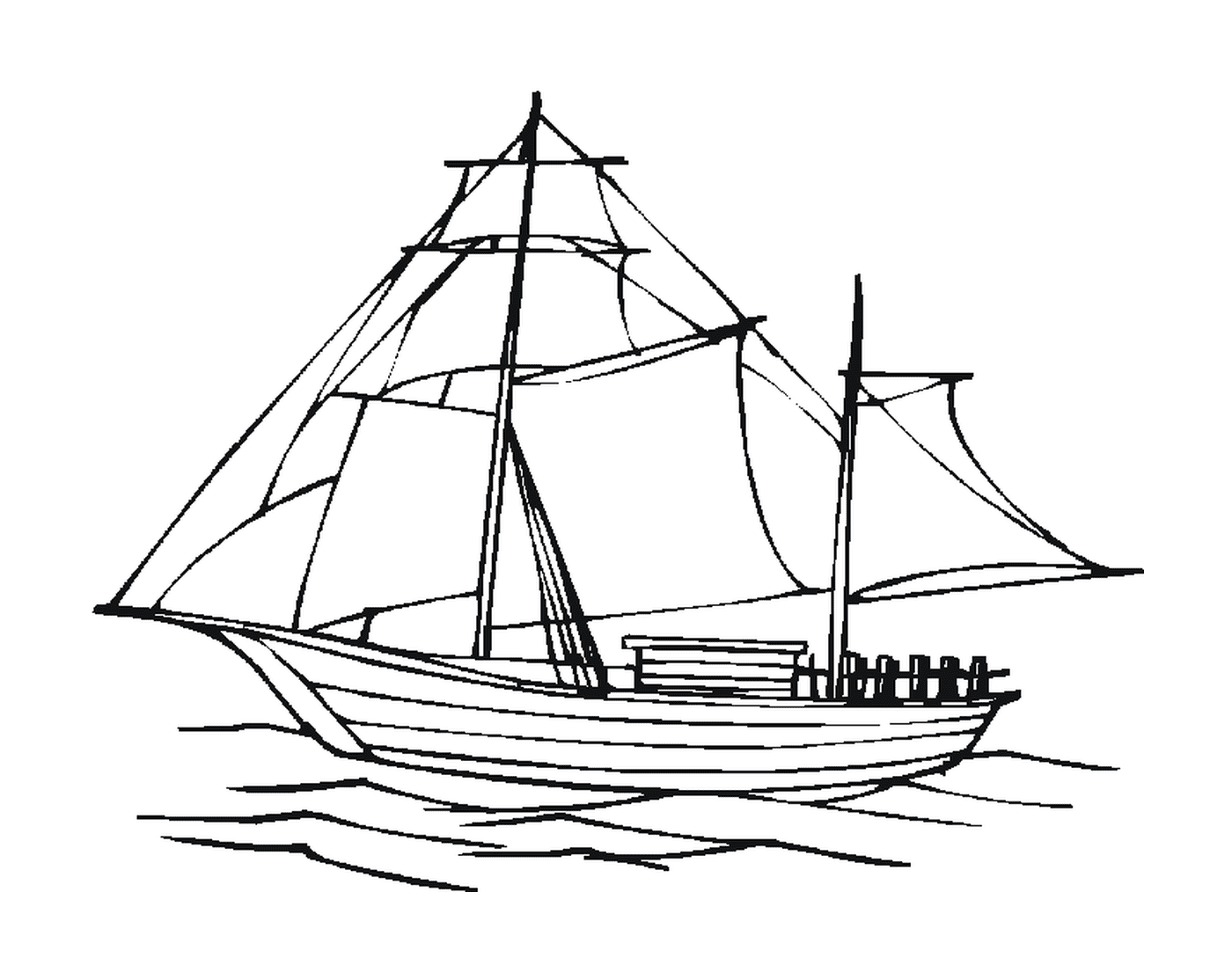 Una barca a vela che galleggia su una distesa d'acqua 