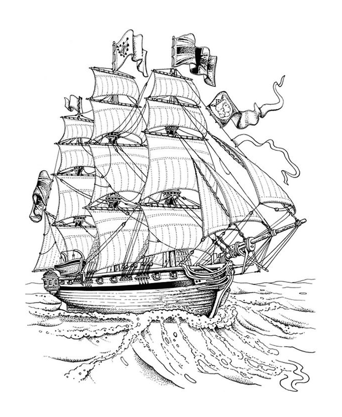  Ein altes Schiff auf dem Wasser 
