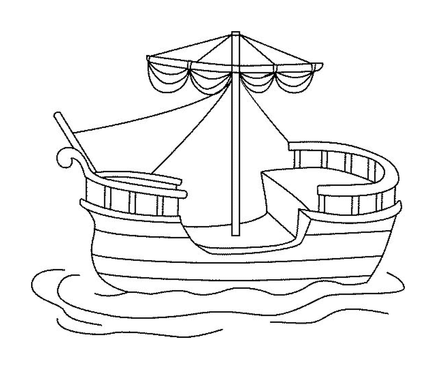  Un barco flotando sobre un tramo de agua 