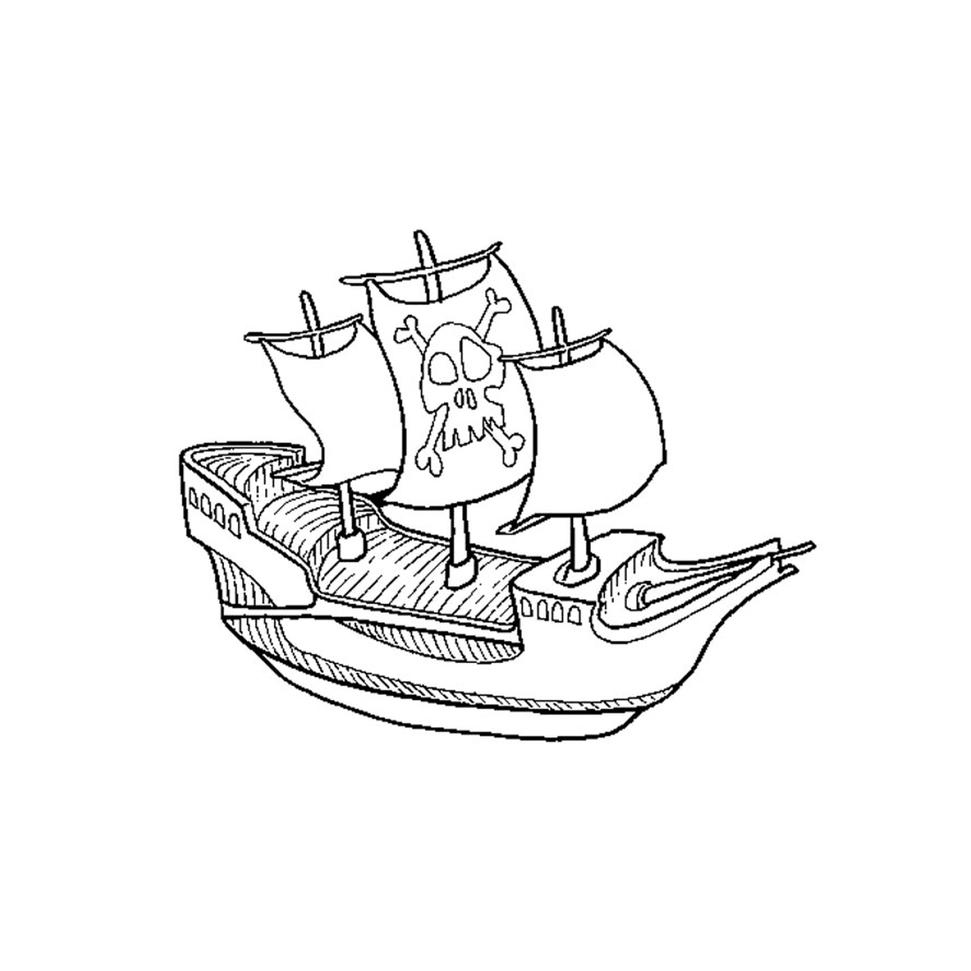  Un barco pirata con cabeza de muerte 