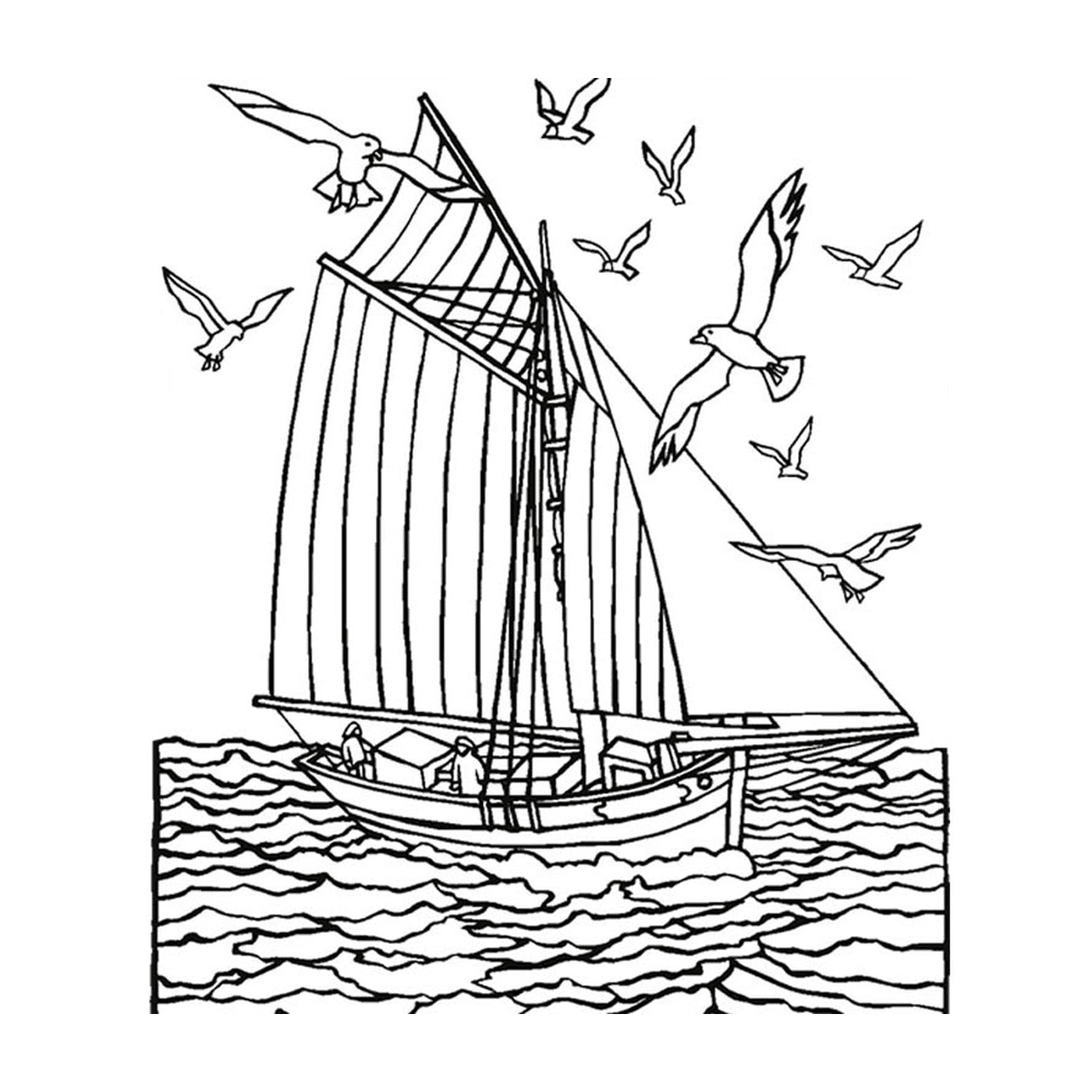  Il mare con una barca a vela 