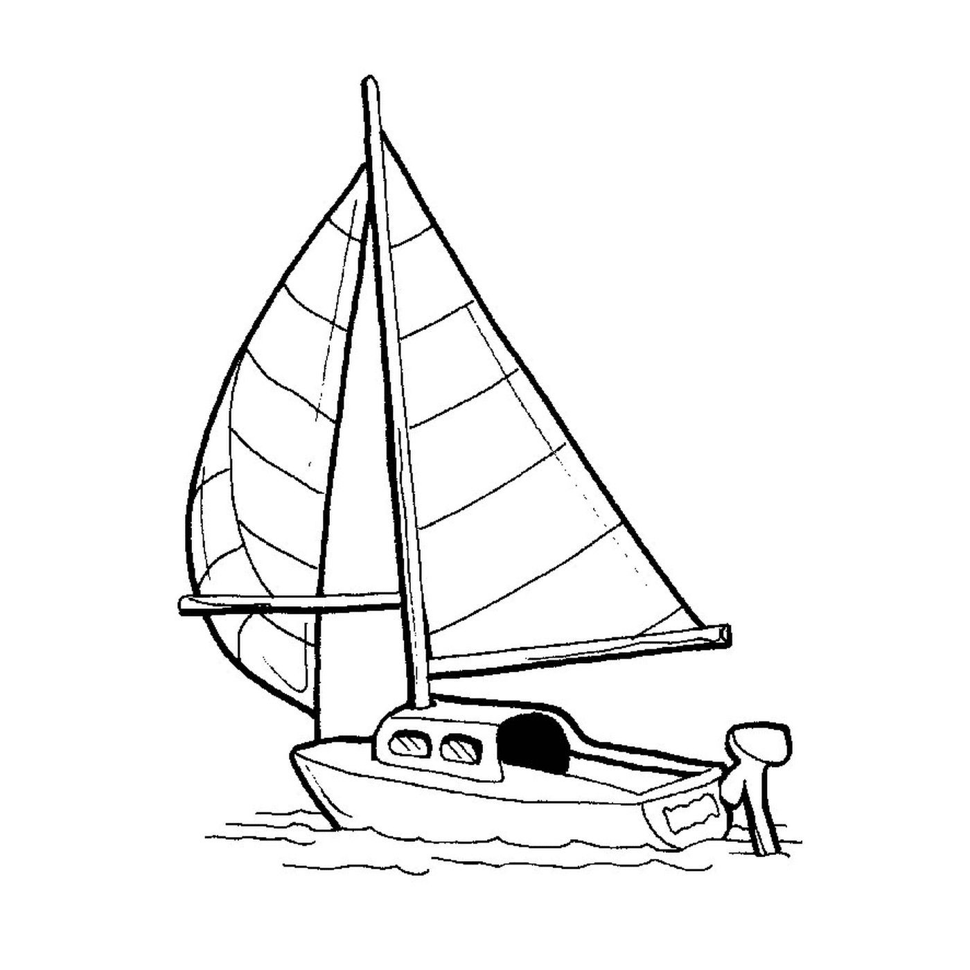  Una barca a vela è mostrata in un disegno 
