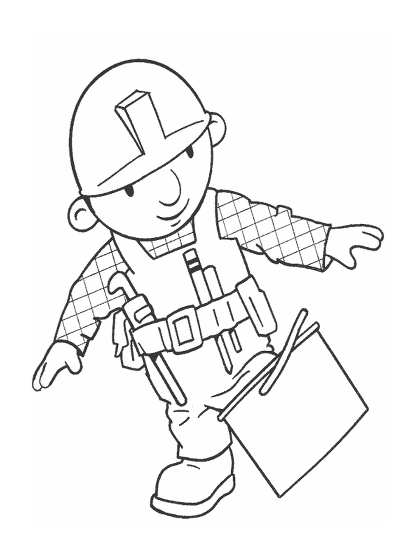  A man wearing a construction helmet 