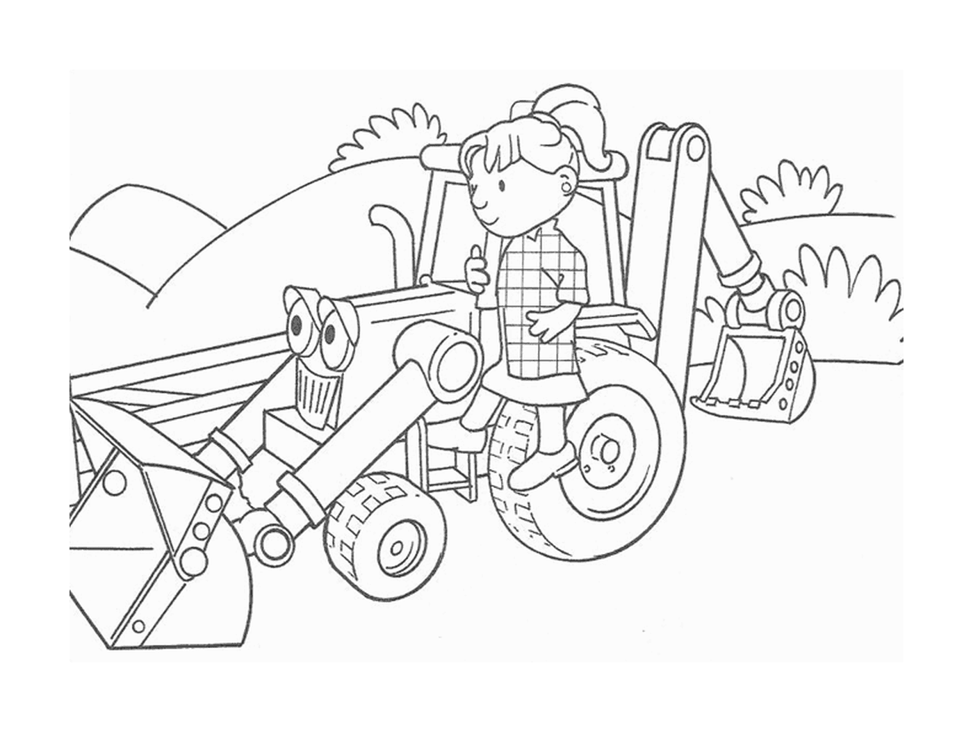  Ein Mädchen in einem Traktor 