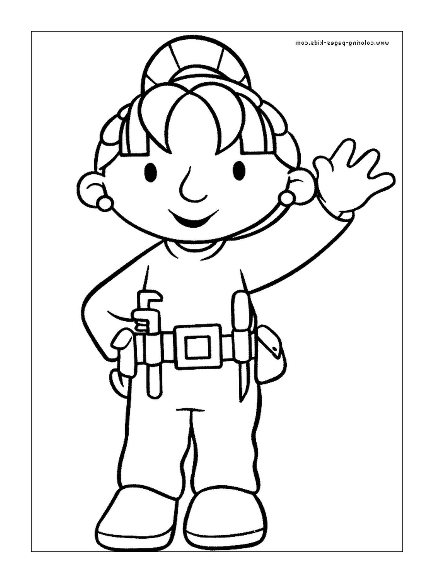  Ein Junge mit einem Werkzeuggürtel 