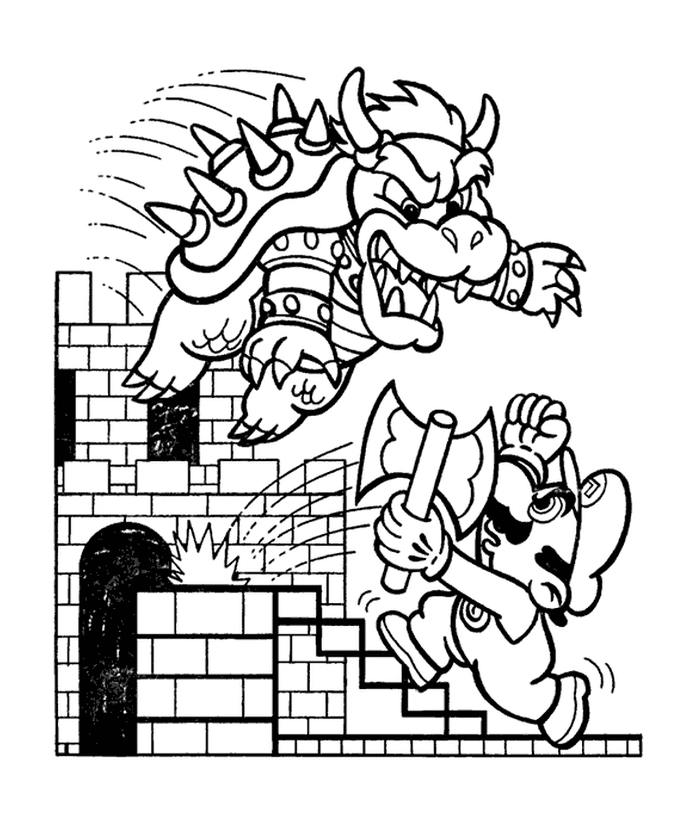  Bowser está atacando a Mario 