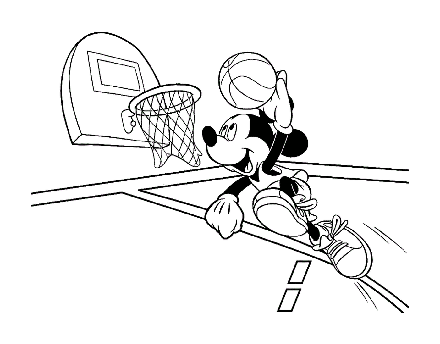  Микки играет в баскетбол с мальчиком 