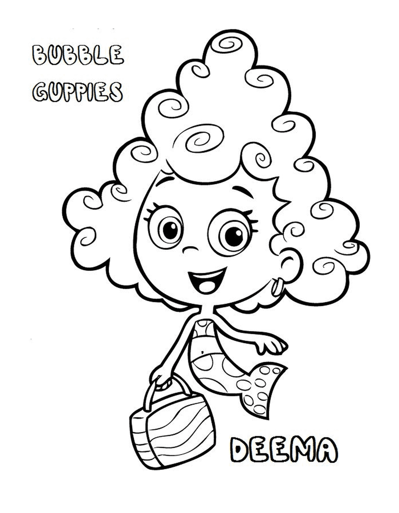  Deema der Bubble Guppies, ein Mädchen mit lockigen Haaren 