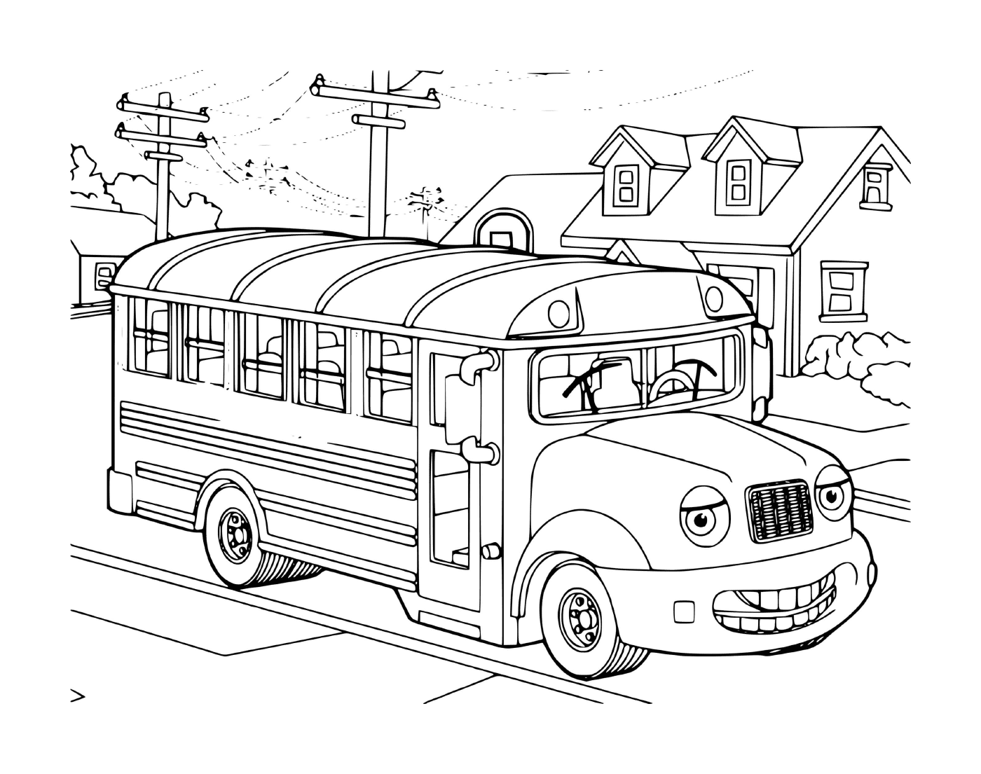  Un autobus che prende i bambini a casa 