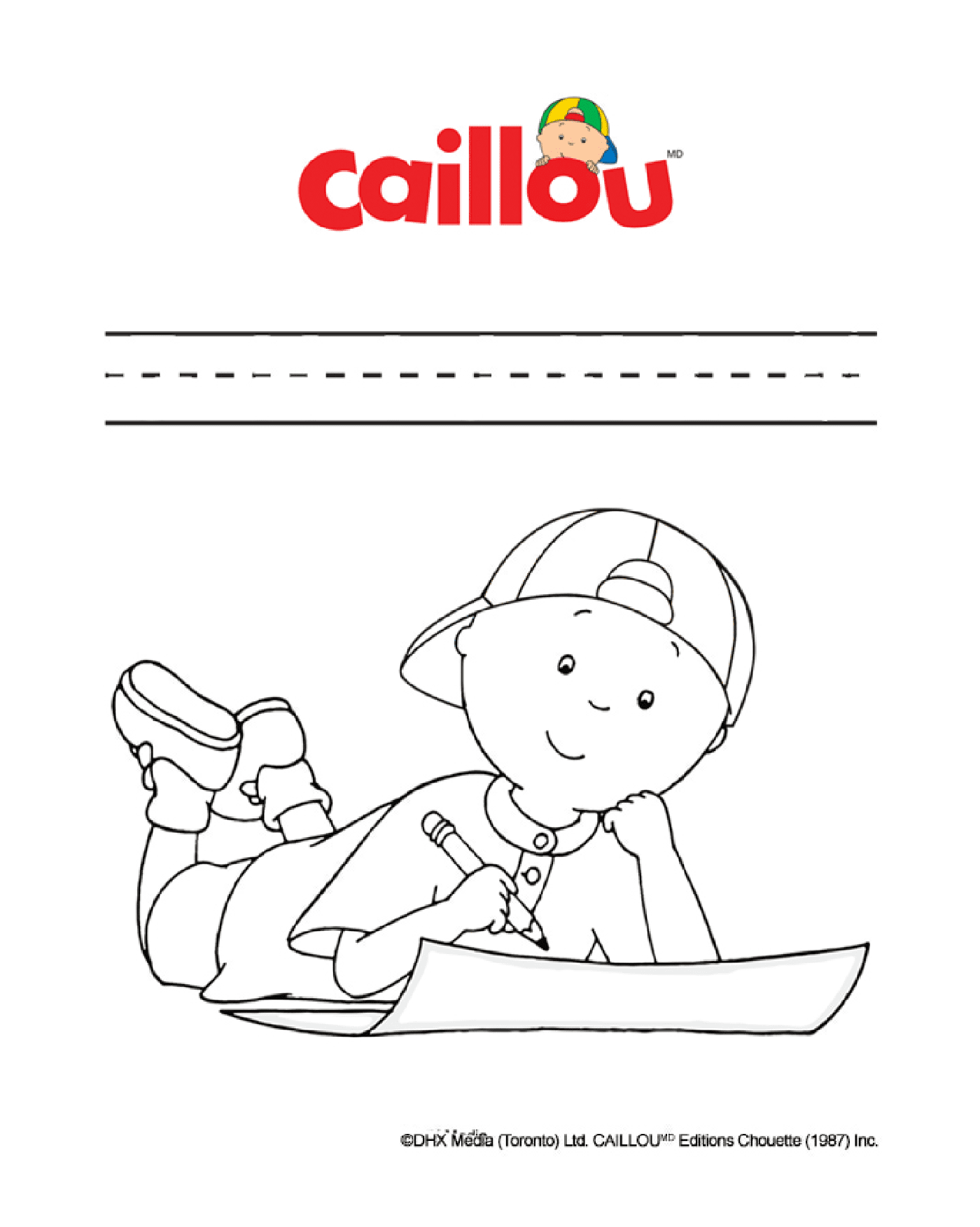  Caillou loves to write and color 