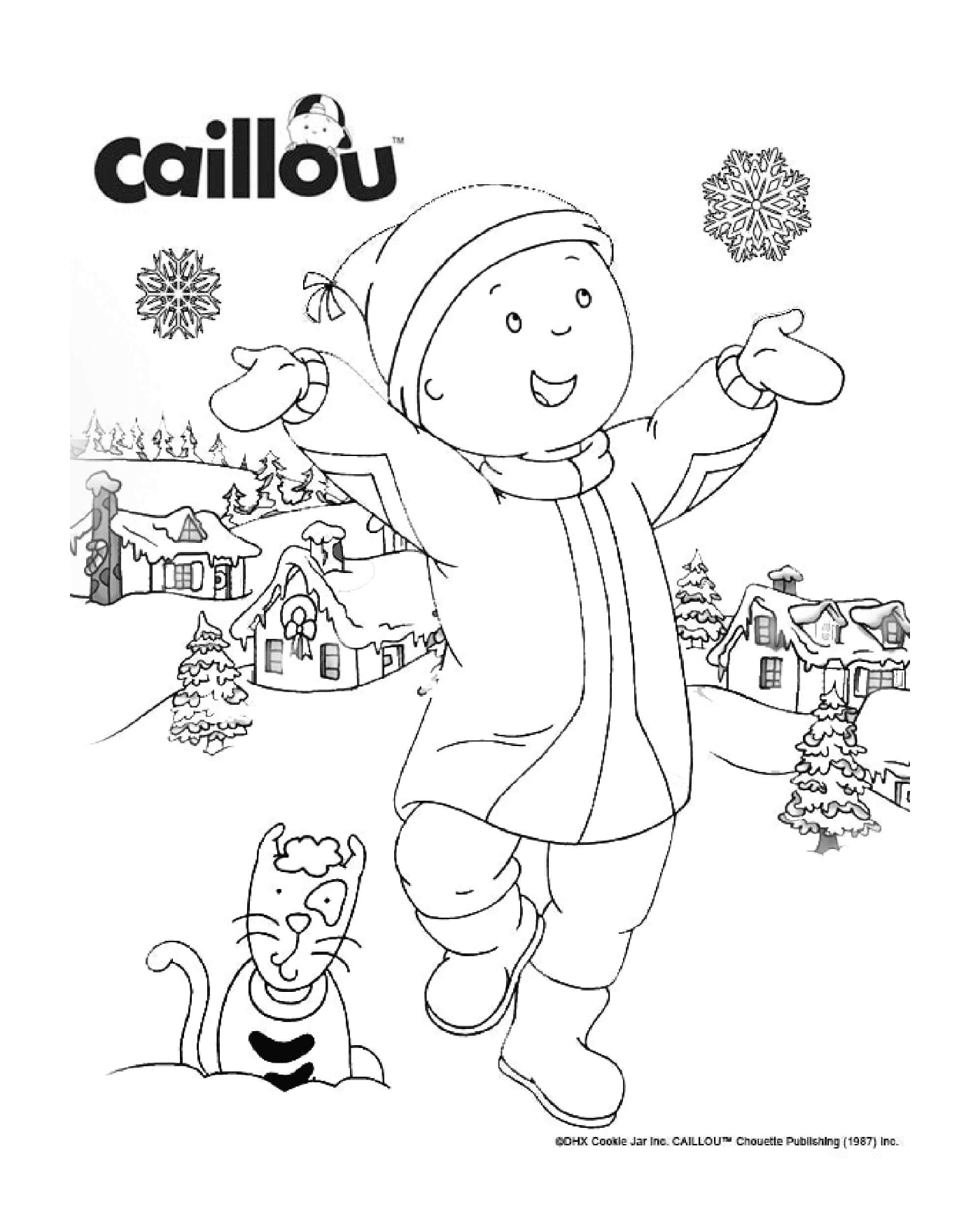  Weihnachten nähert sich mit Gilbert und Caillou, die Schneeflocken lieben 