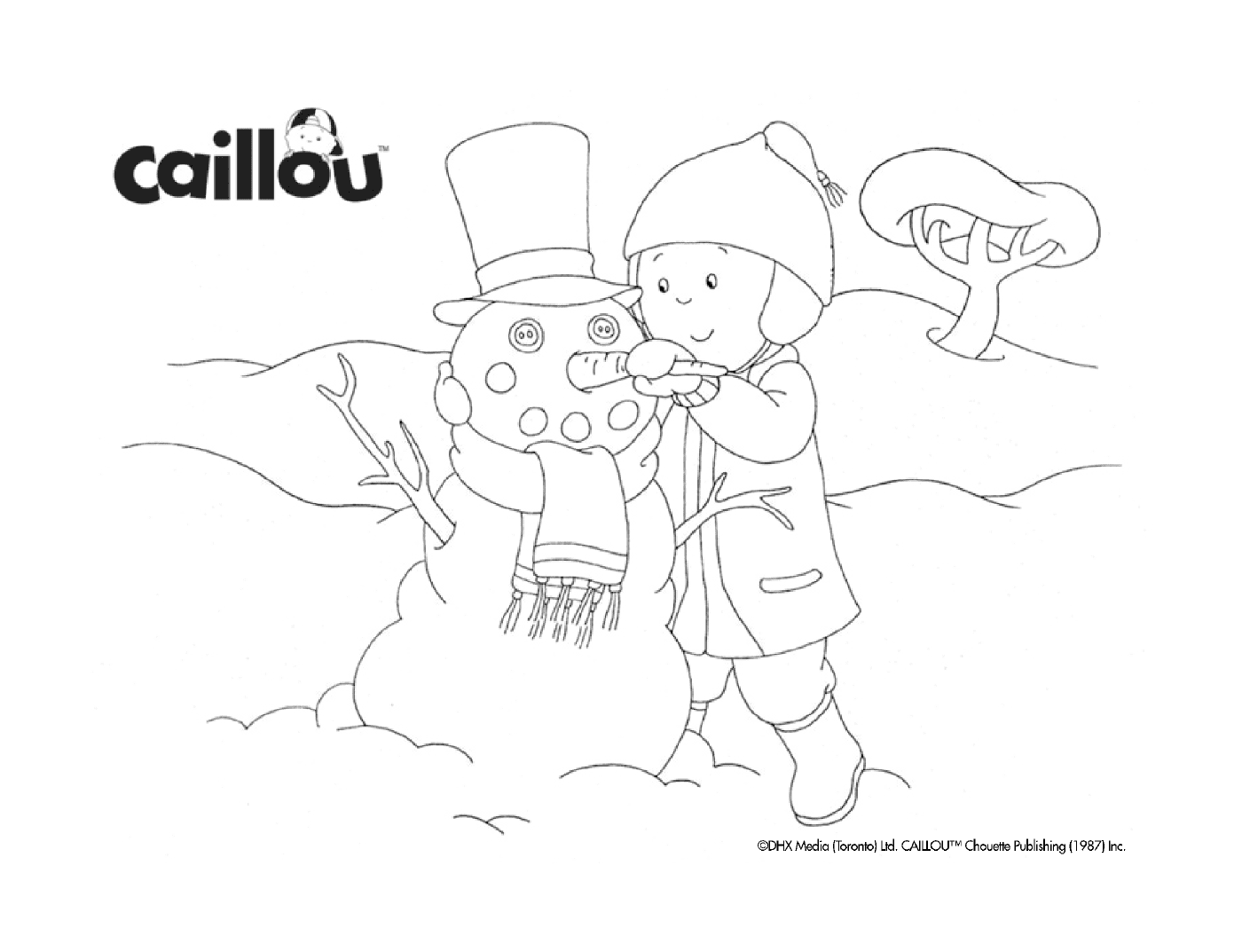  Construction of a snowman by Caillou 