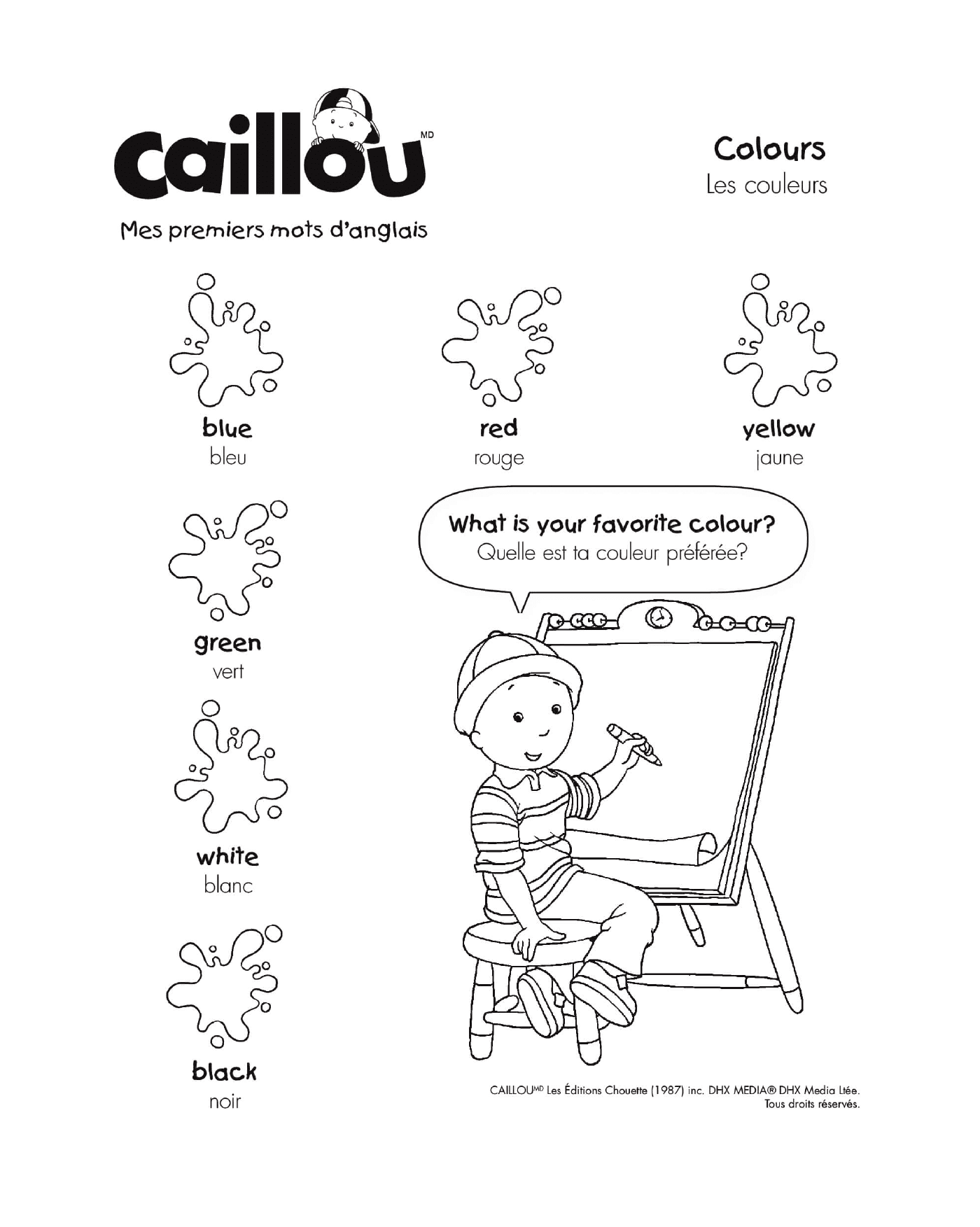  First words in Caillou's English 