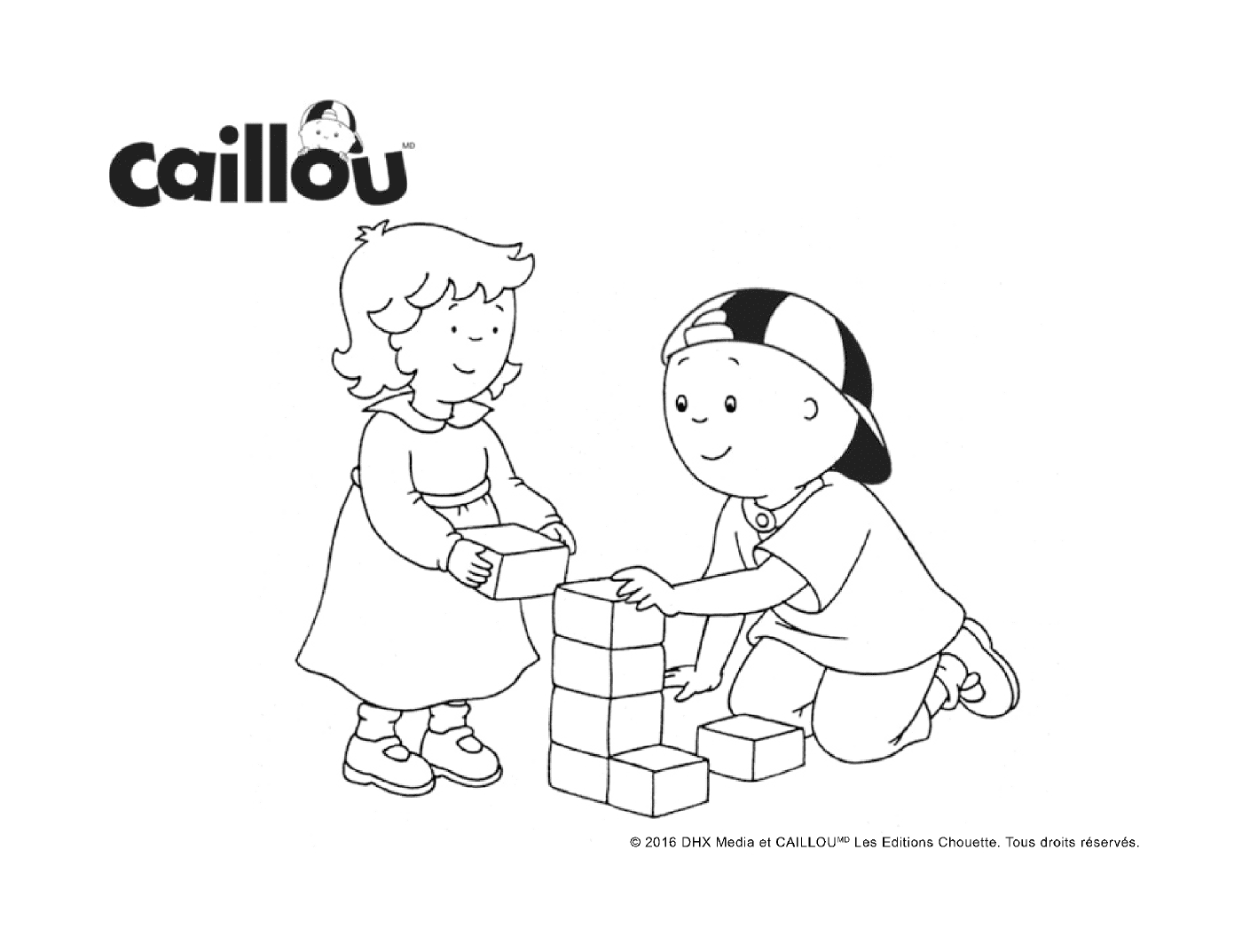  Block game with Caillou and his little sister 