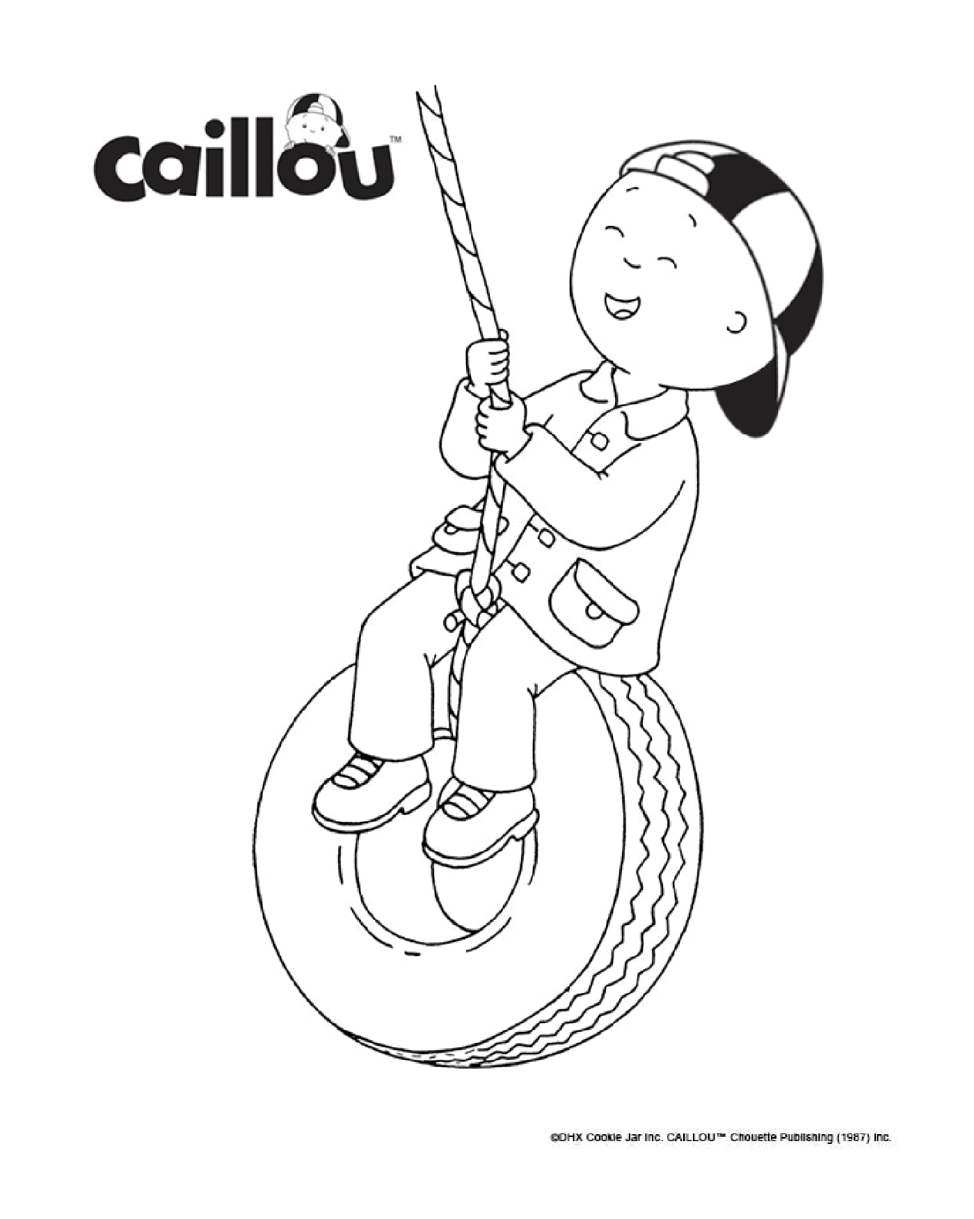  Caillou swings on a beautiful sunny day 