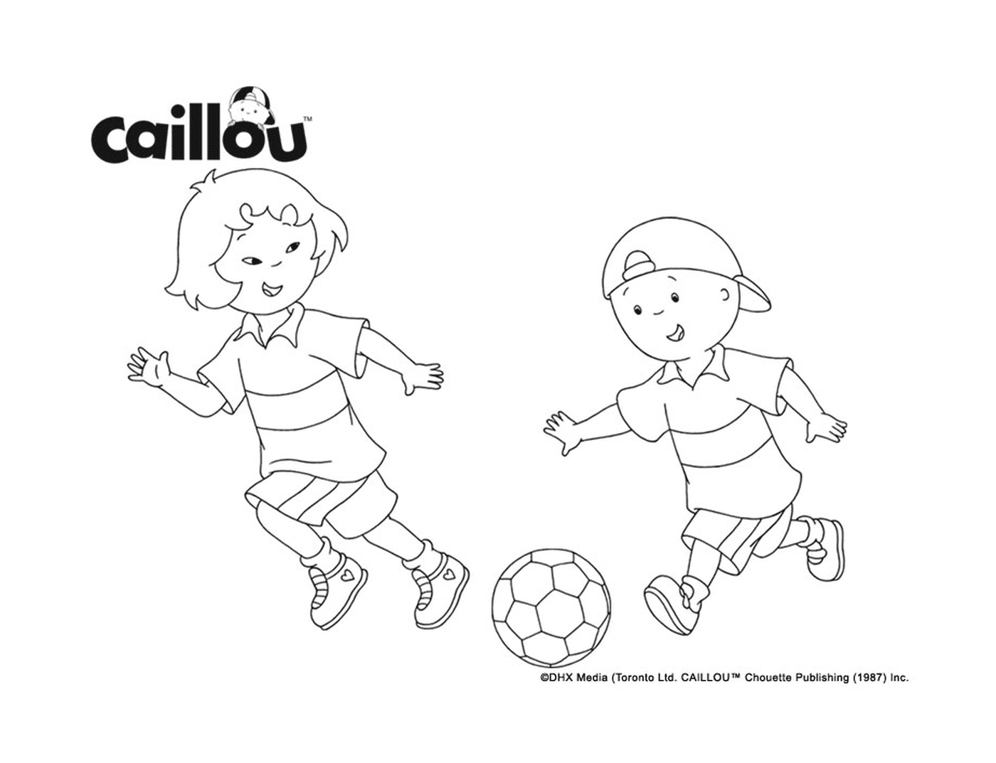  Caillou und Sarah spielen Fußball, um sich auf die FIFA-Weltmeisterschaft vorzubereiten 