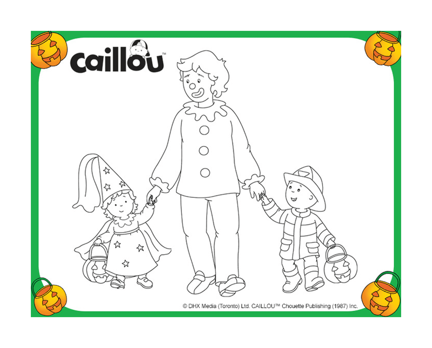  Caillou, Chiffon and Dad dress up for Halloween 