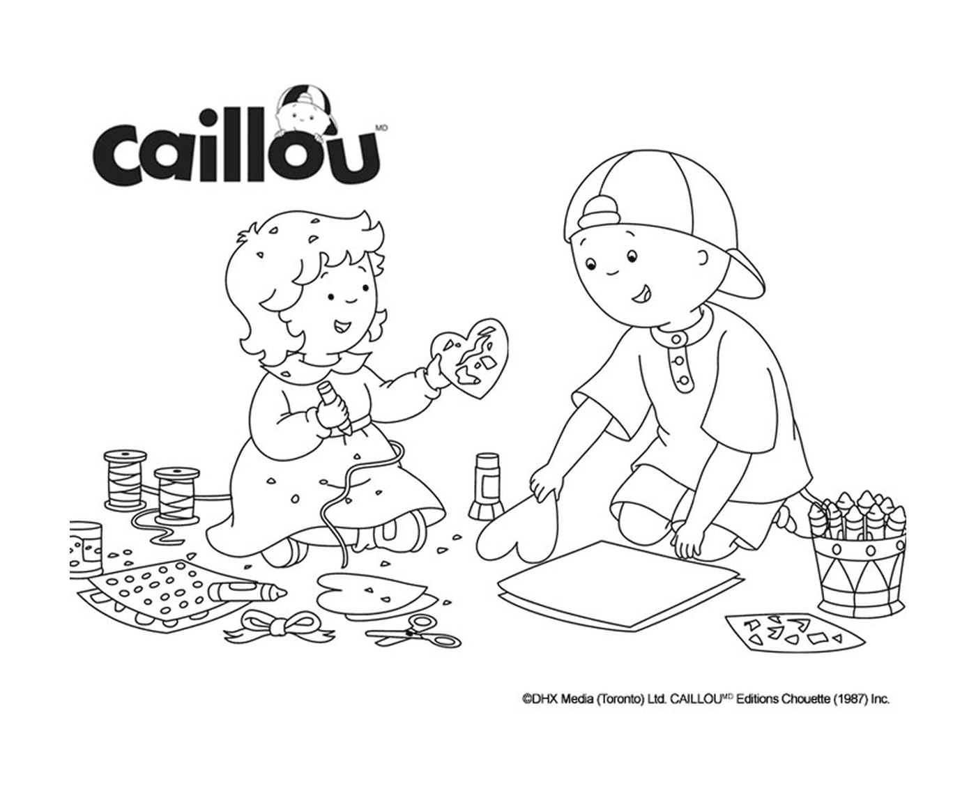  Caillou and Moussline are tinkering for Valentine's Day 