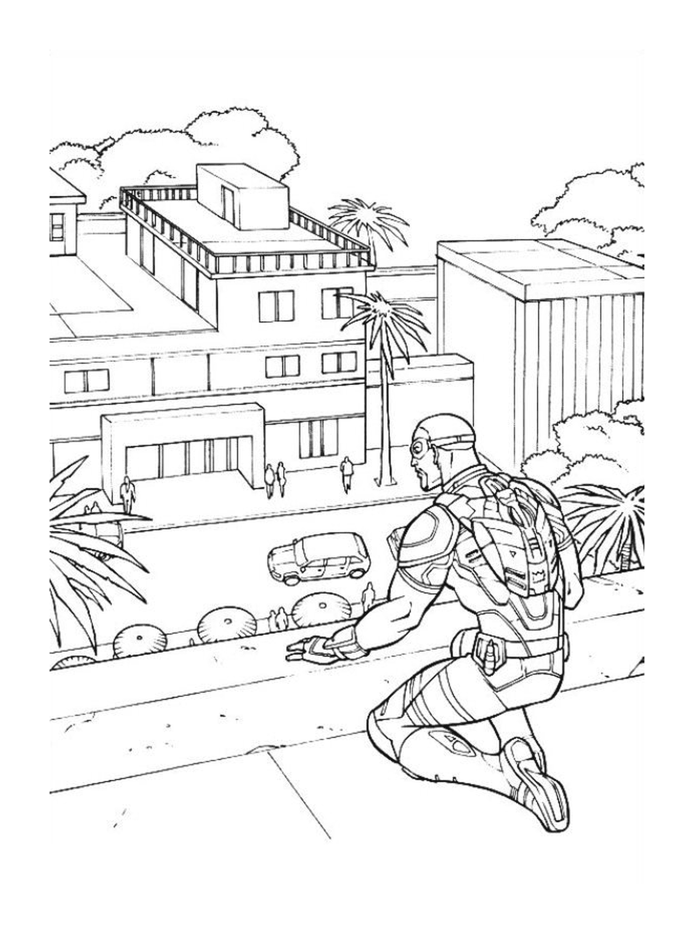  ein Mann auf einer Straße (Bild nicht mit Captain America verwandt) 