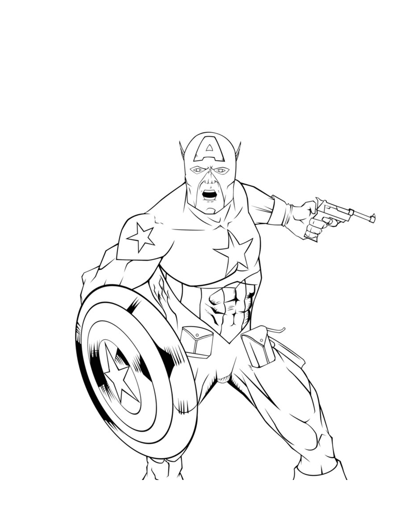  Captain America mit einer Waffe 