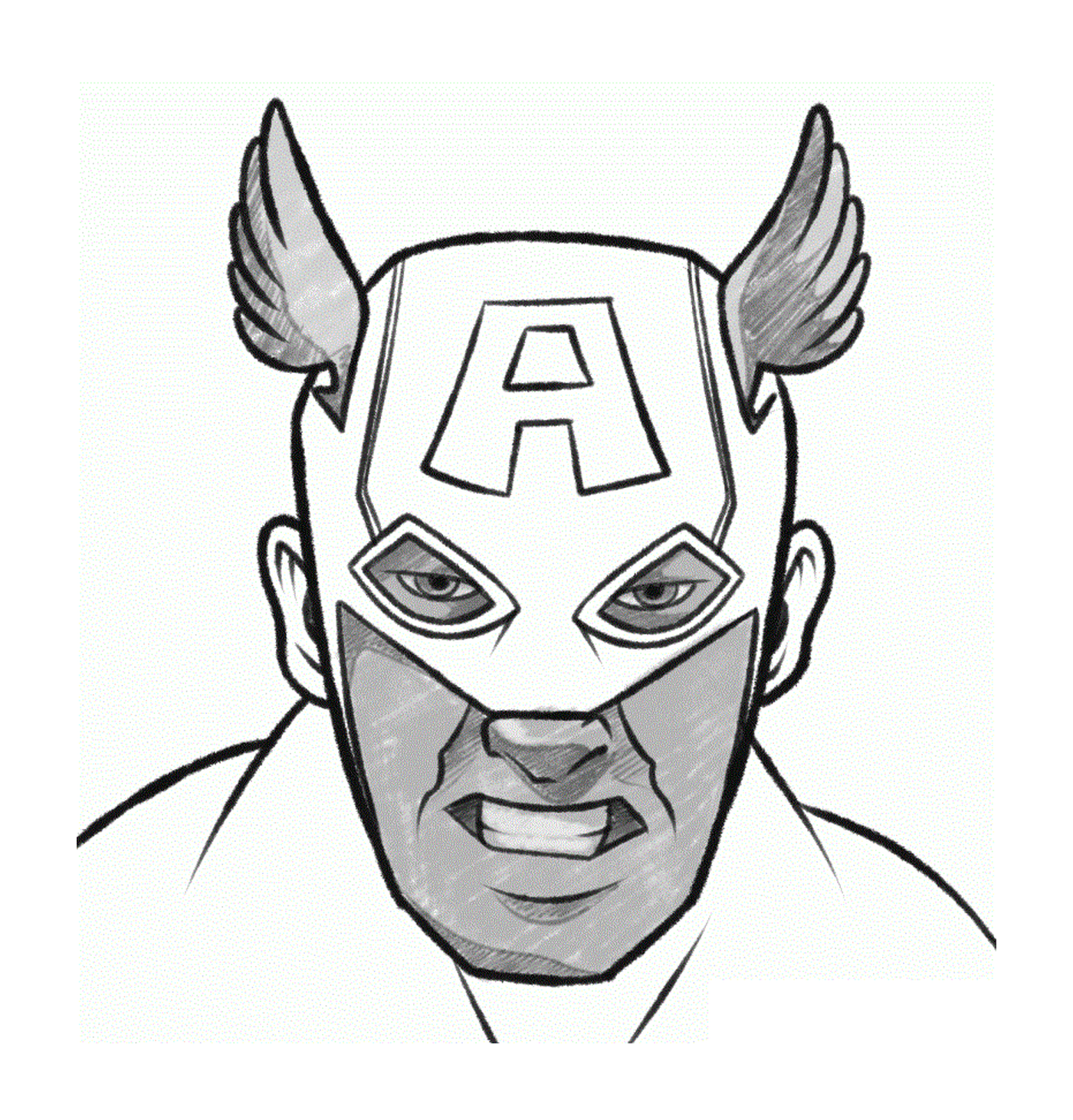  Ein Mann trägt eine Maske von Captain America 