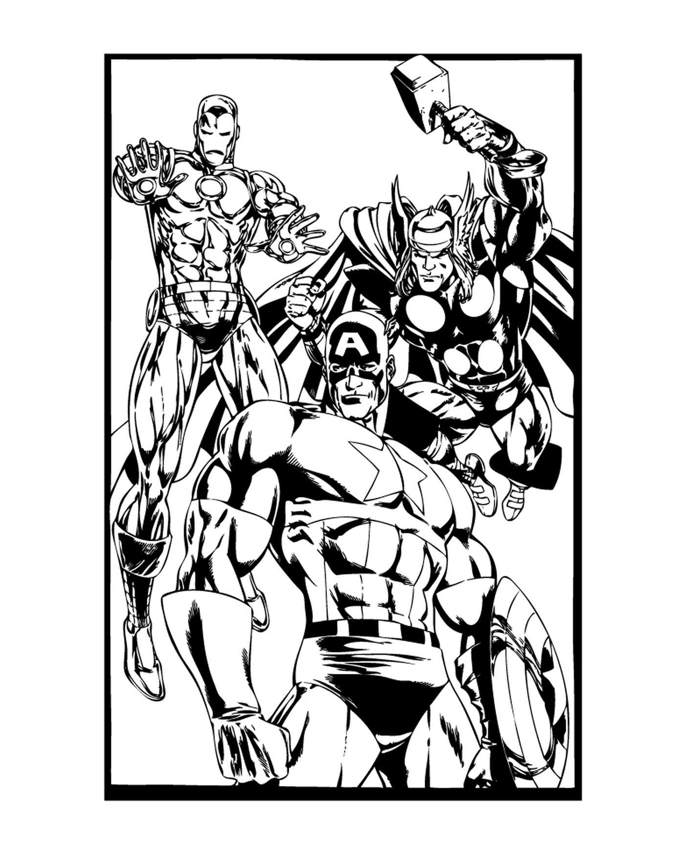  Three superheroes, Captain America 221 coloring 