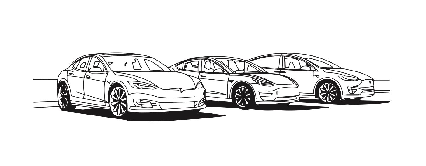Drei Tesla Fahrzeuge online
