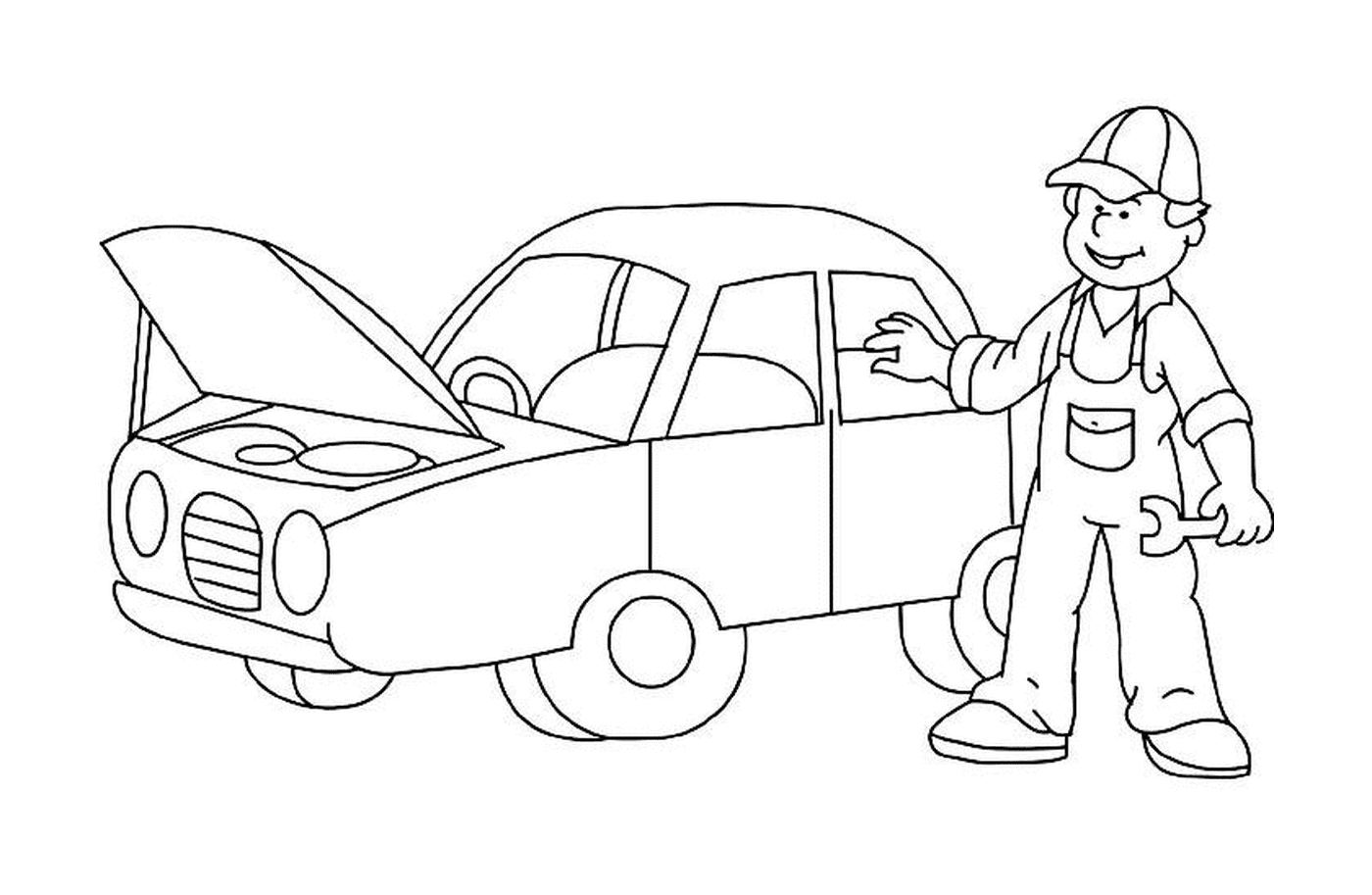  Mechanic repairs a car 
