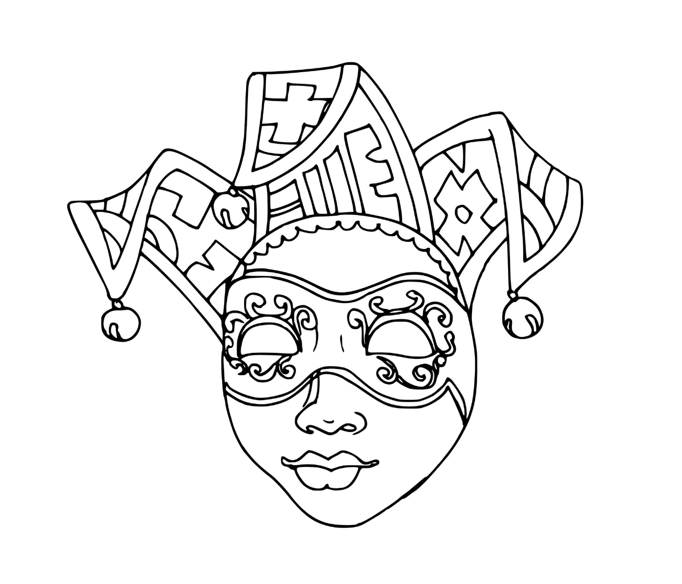  Carnival Mardi Gras, face of woman wearing a buffoon mask 