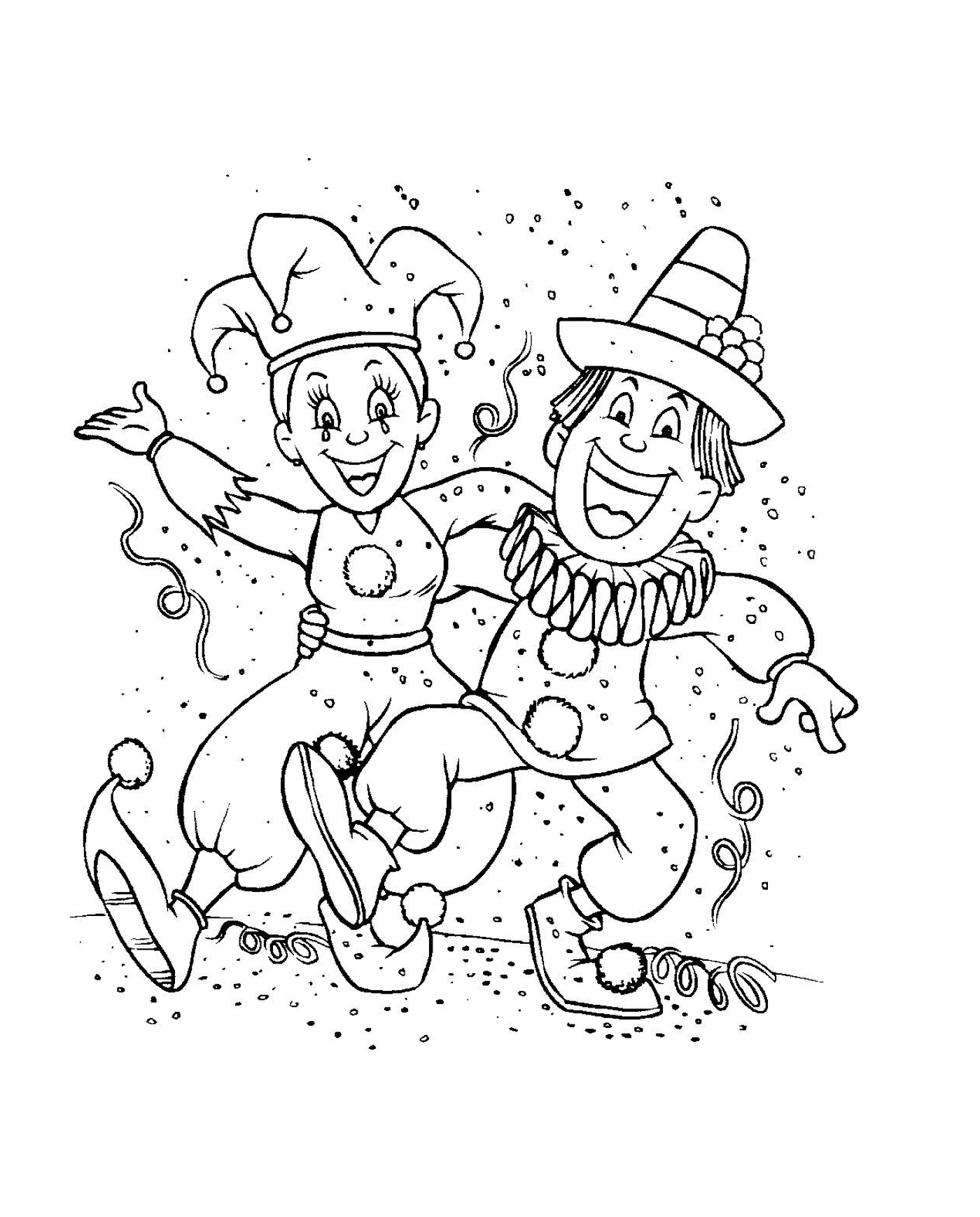  Carnival party, two clowns 