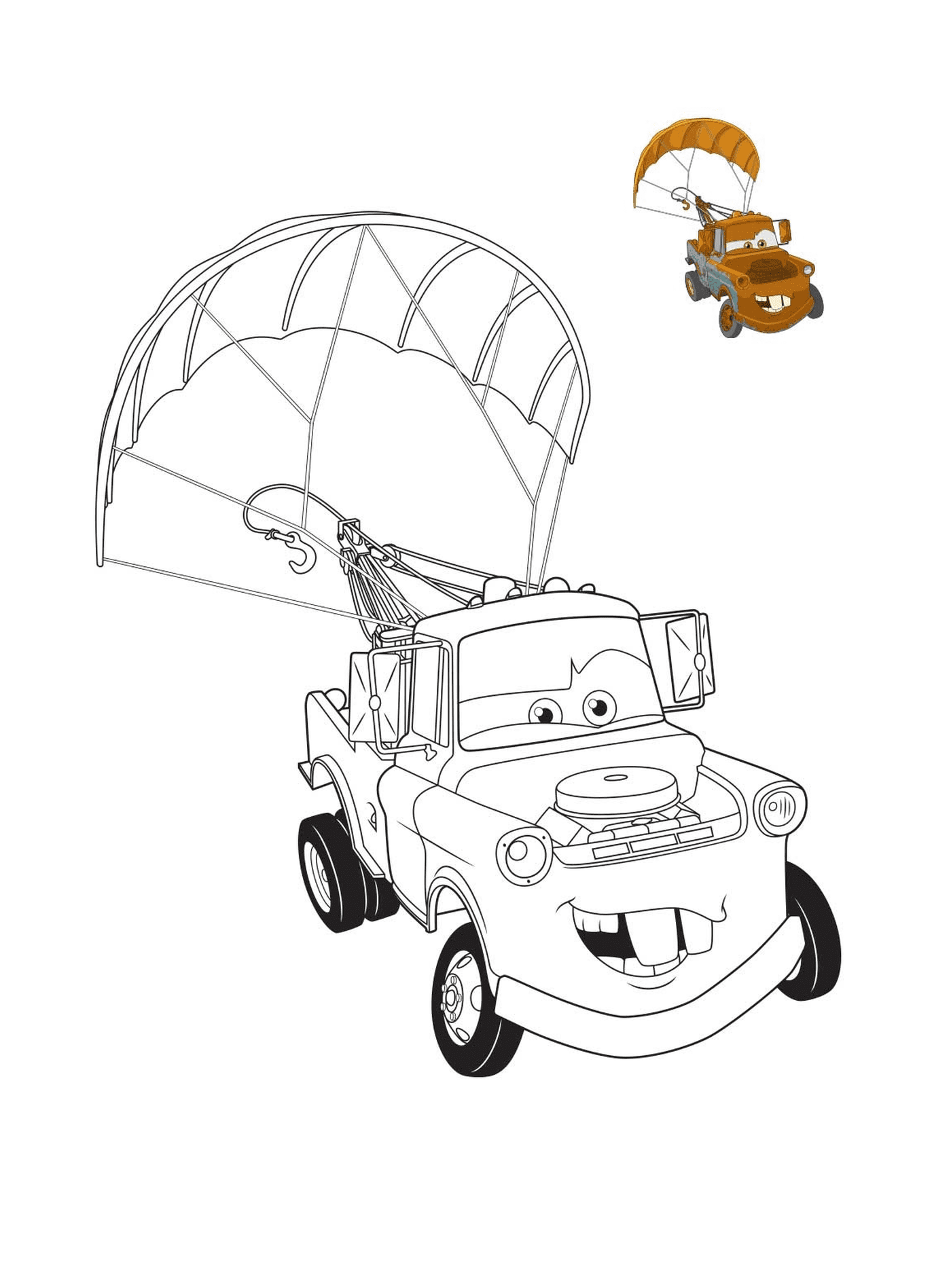  Film Cars 3, Martin el camión de remolque con colorante, un camión de remolque con un paracaídas 