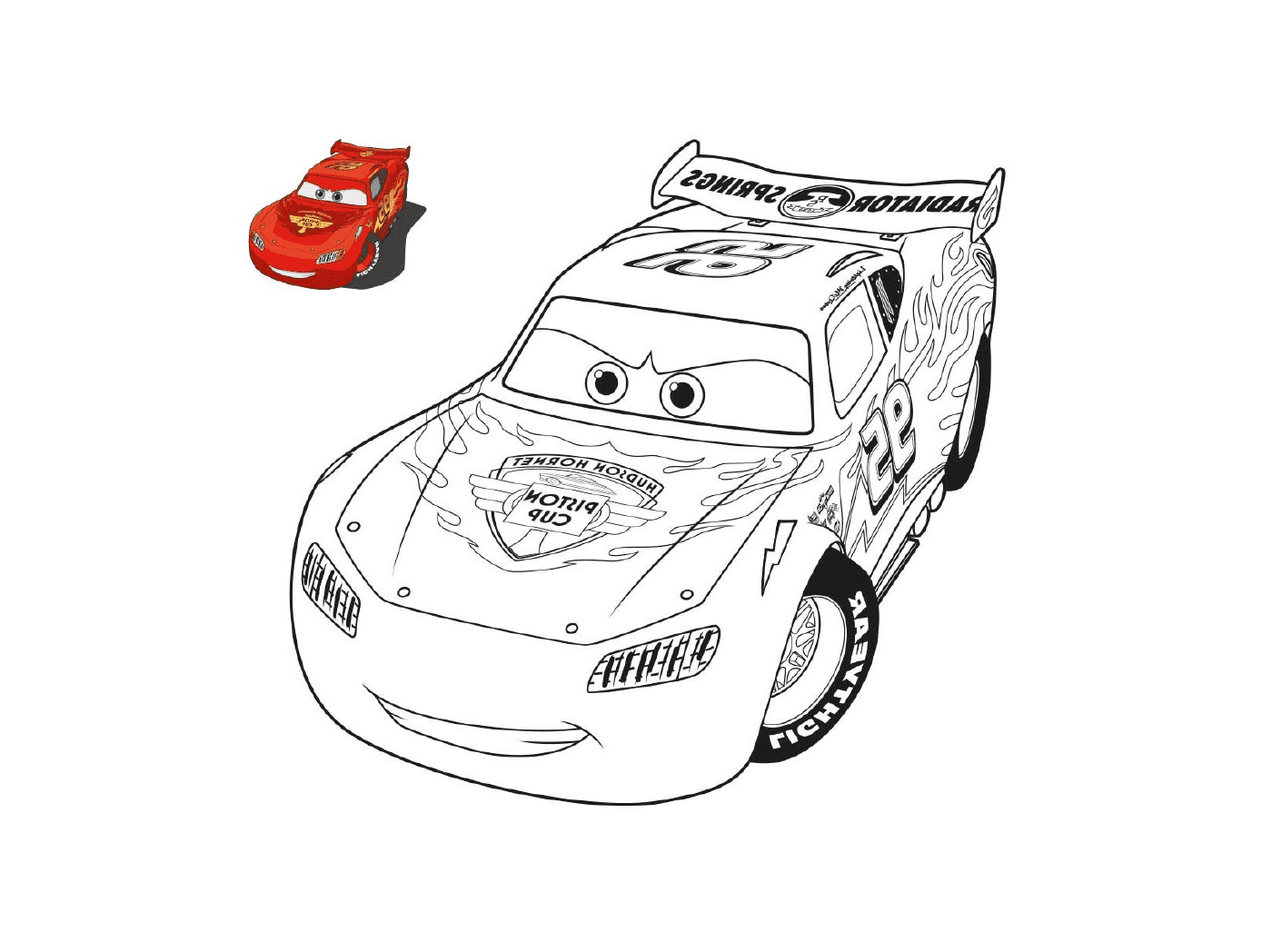  Autos 3 mit Färbung, ein Rennauto und ein Spielzeugauto 