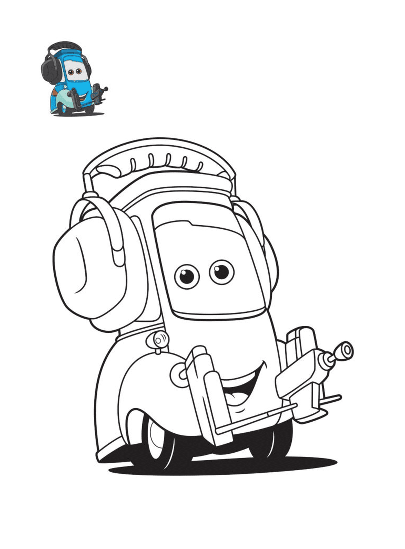  Cars 3, Guido, character of the movie Cars, a car with headphones 