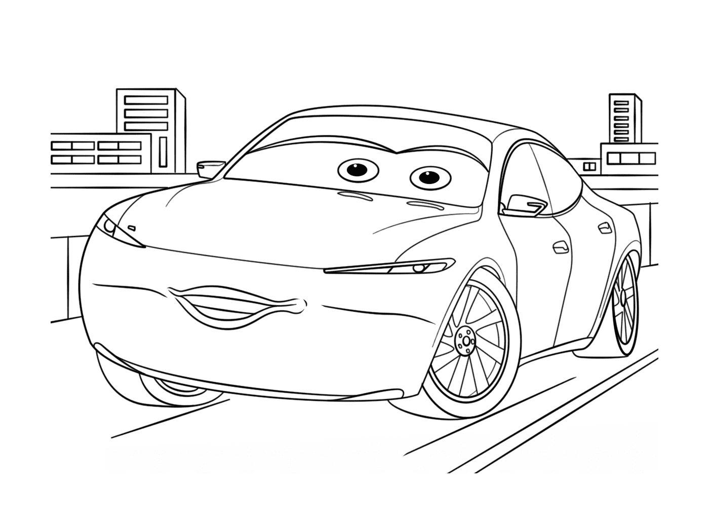  Ein Auto mit Augen darauf gezeichnet 