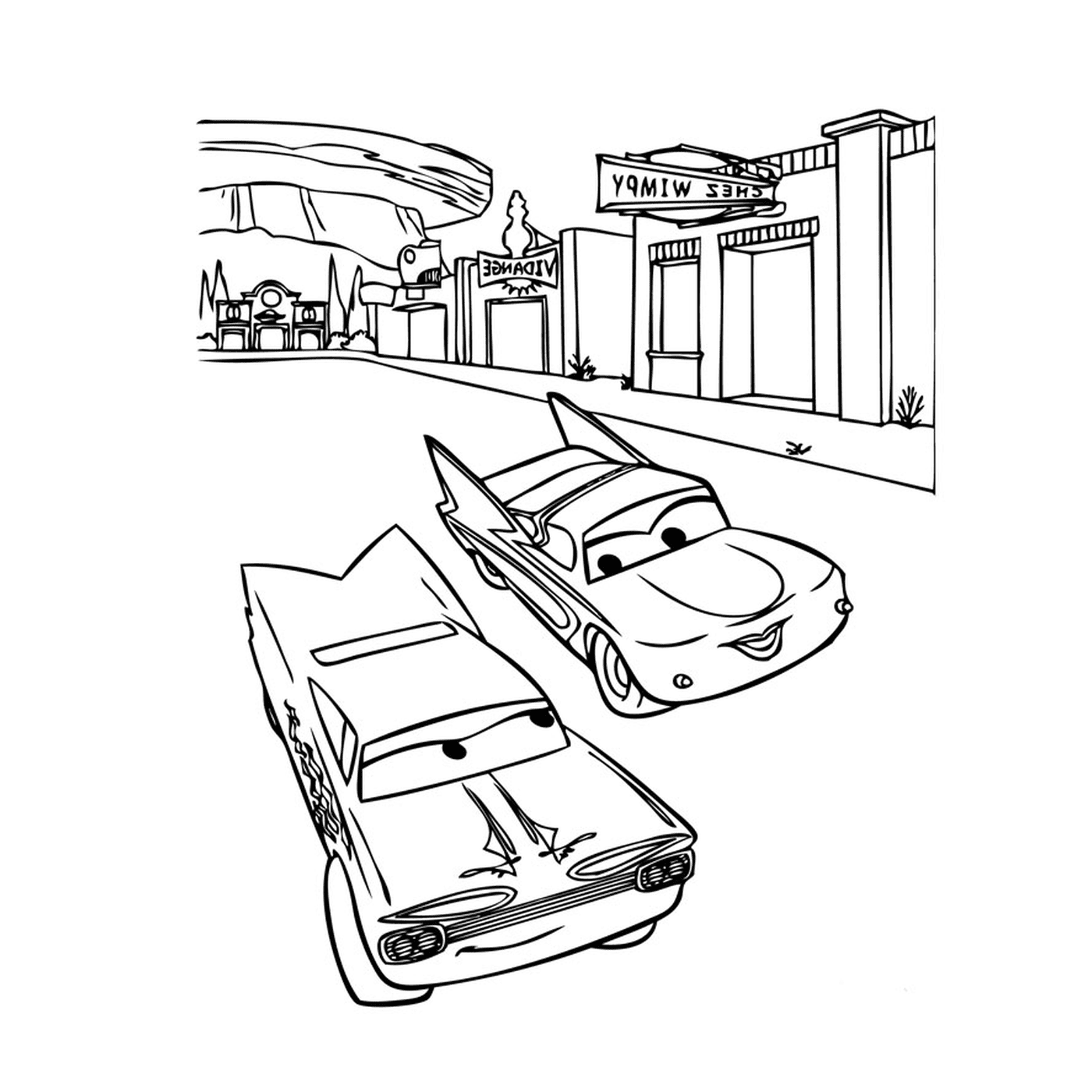  Autos auf einer Straße 