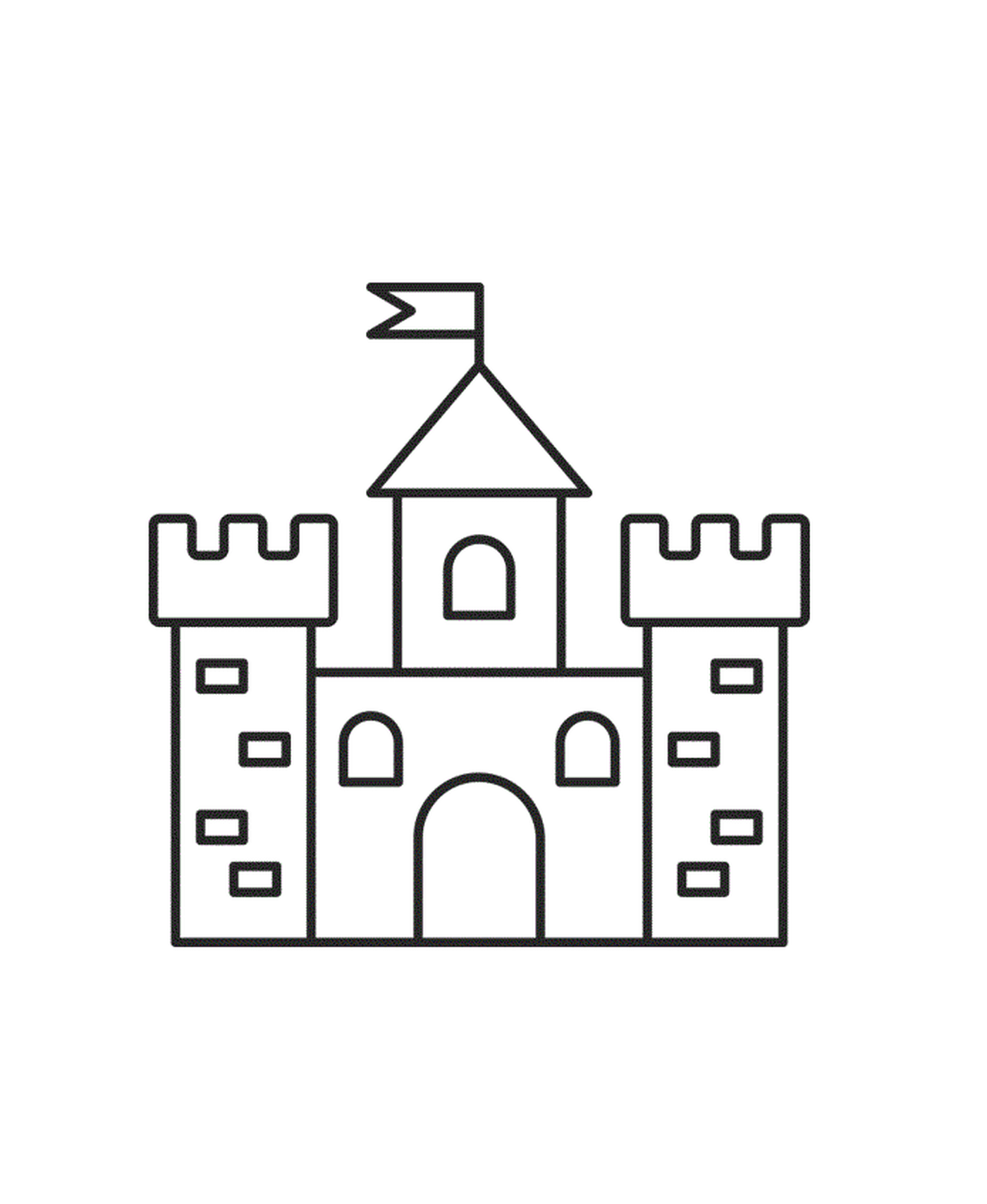  Eine sehr einfache Burg mit einer Flagge an der Spitze 