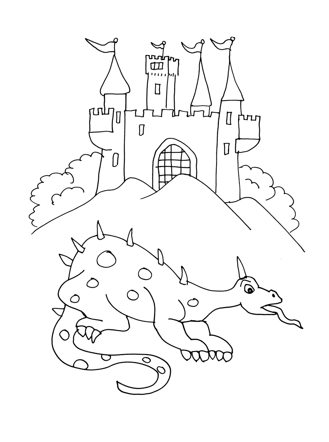  El castillo de un caballero con un dragón 