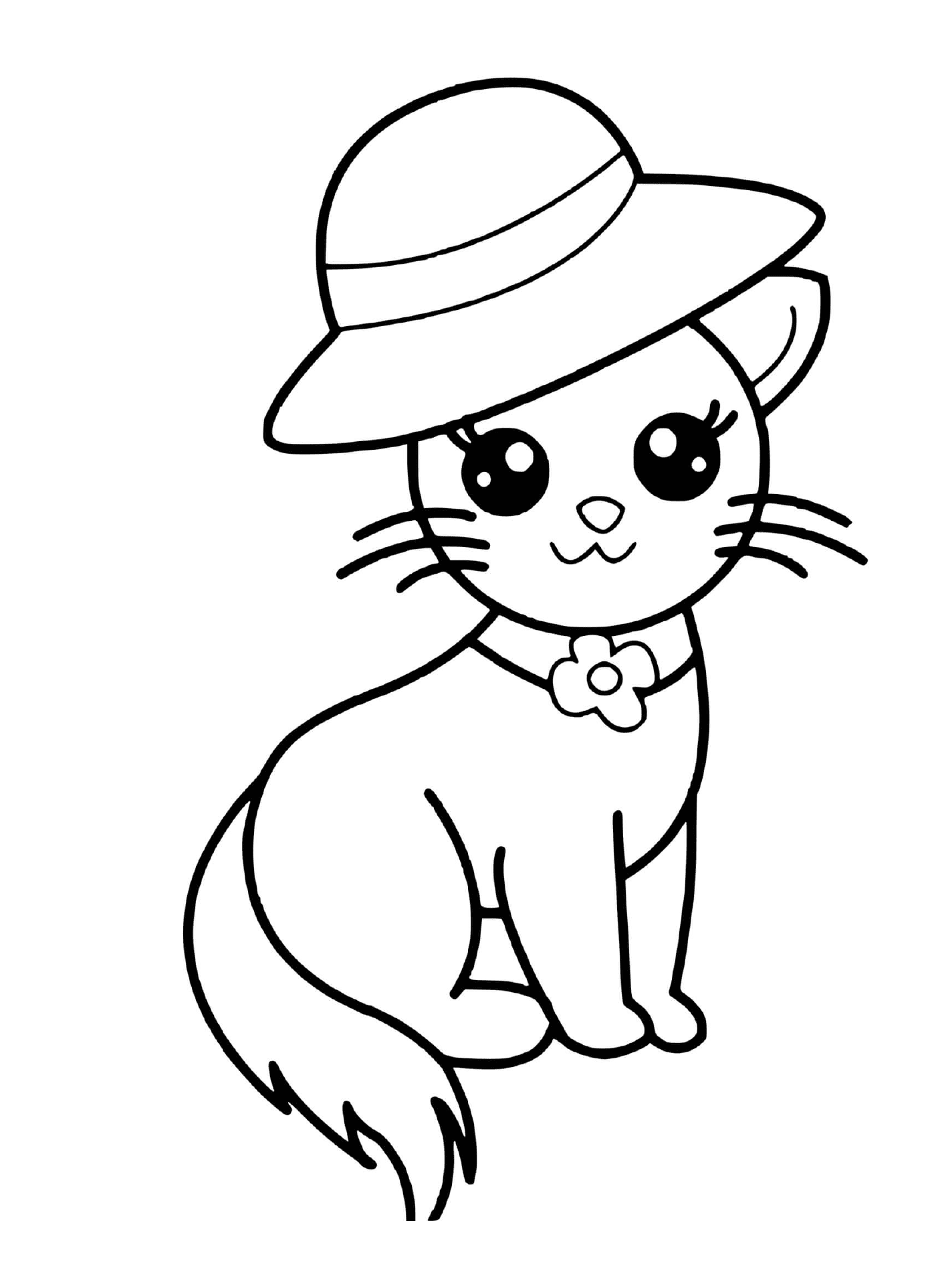  Elegant kawaii cat with a chic hat 