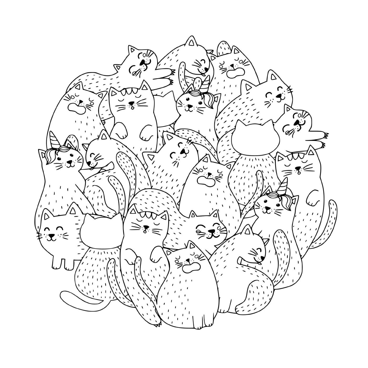  Una grande palla di gatti, gattini e adorabile unicorno 