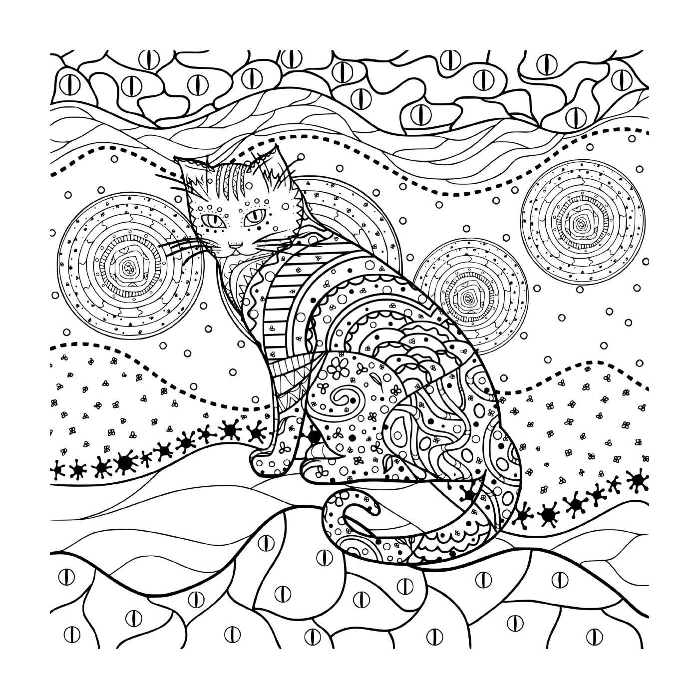  Mandala Katze in einer abwechslungsreichen Landschaft 