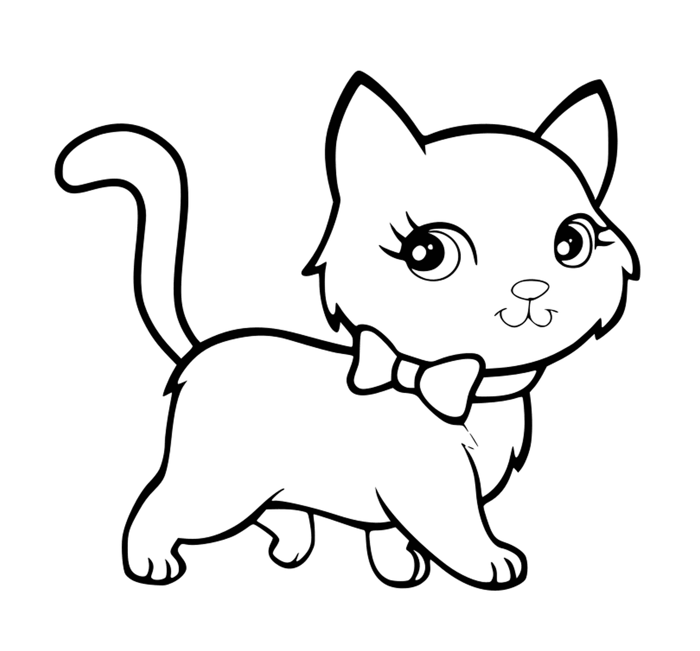  A super cute kawaii cat walking elegantly 