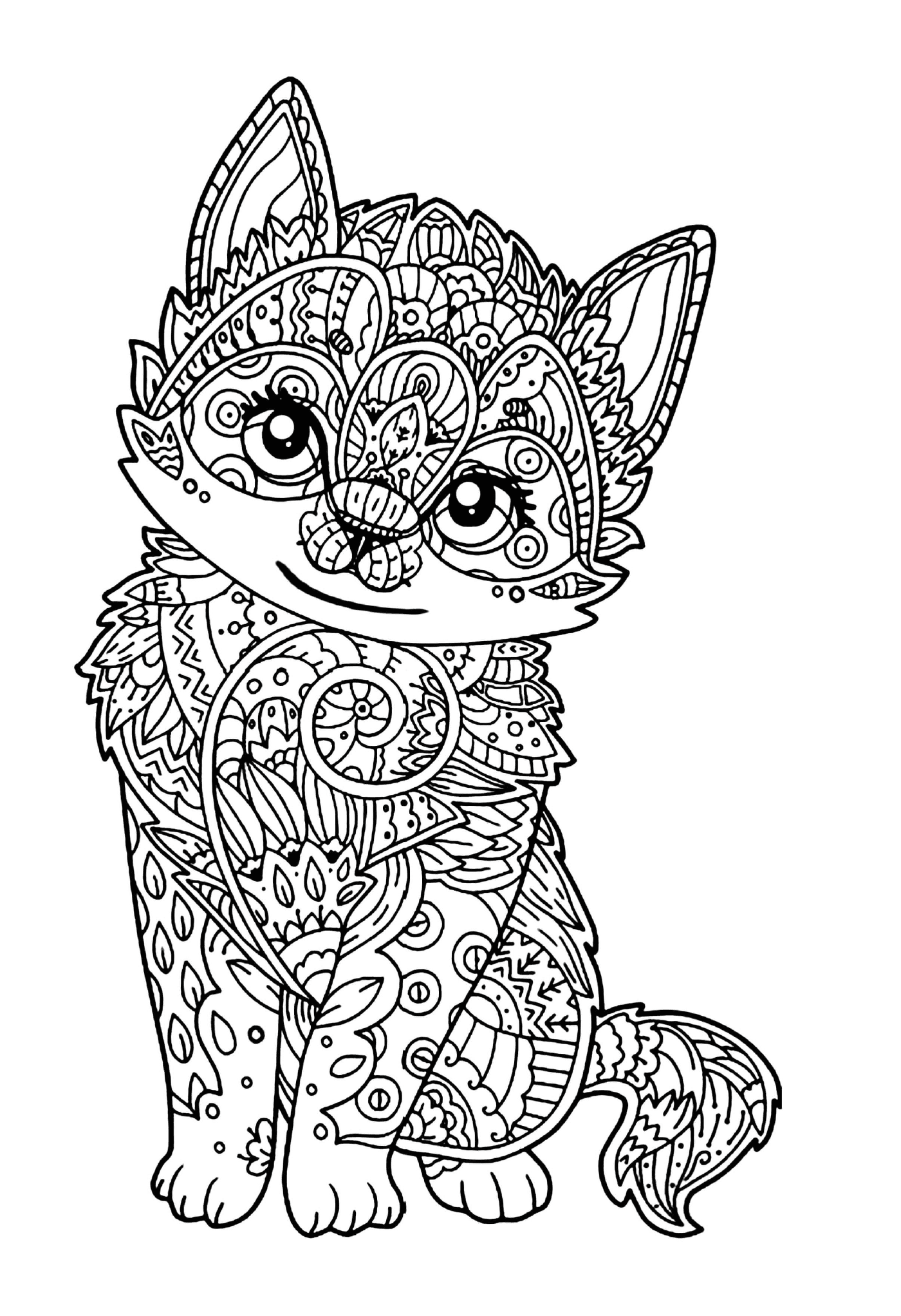  Un lindo gatito de mandala adulto 